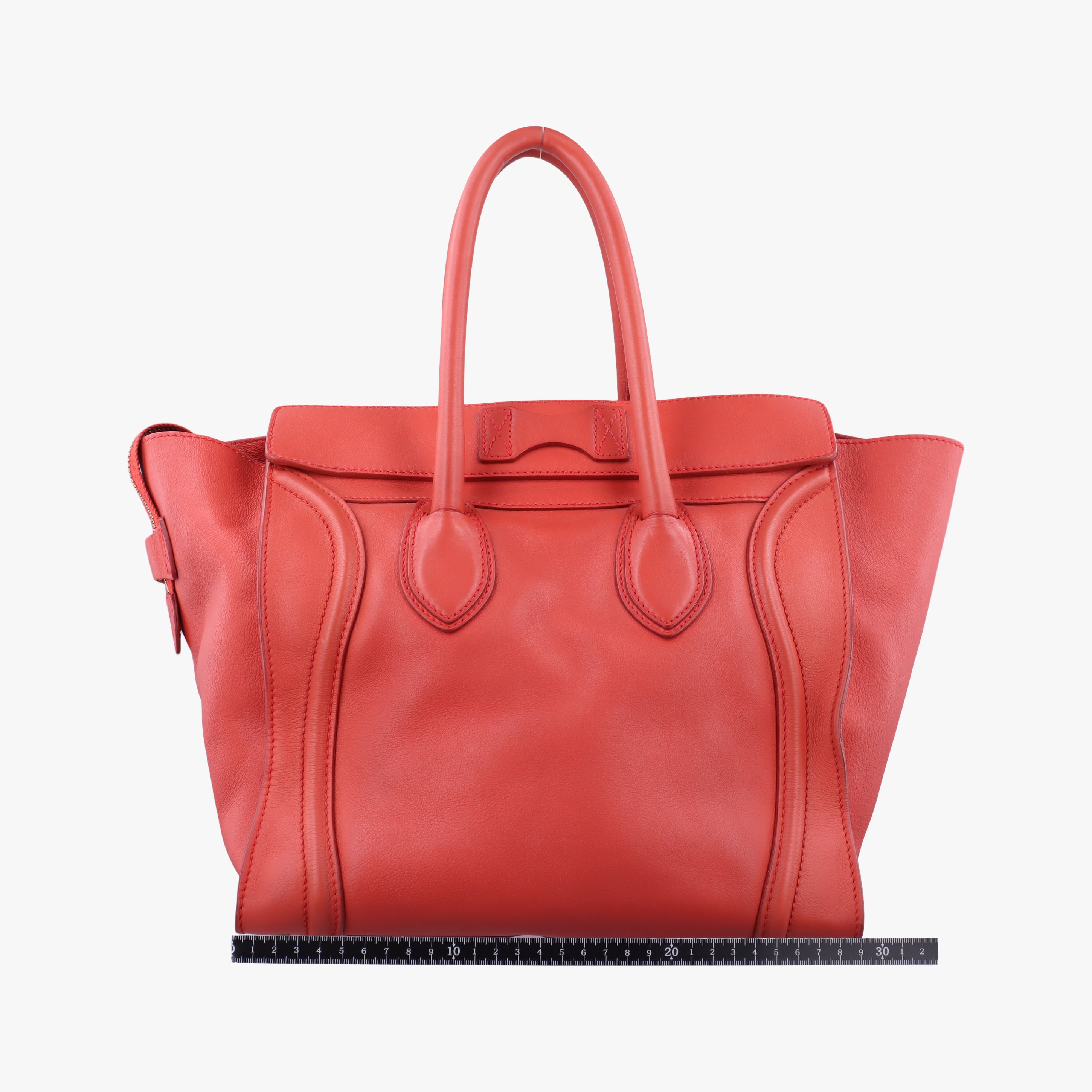 Vintage Celine Luggage Mini Shopper Red Leather  handbag | stylenewstar