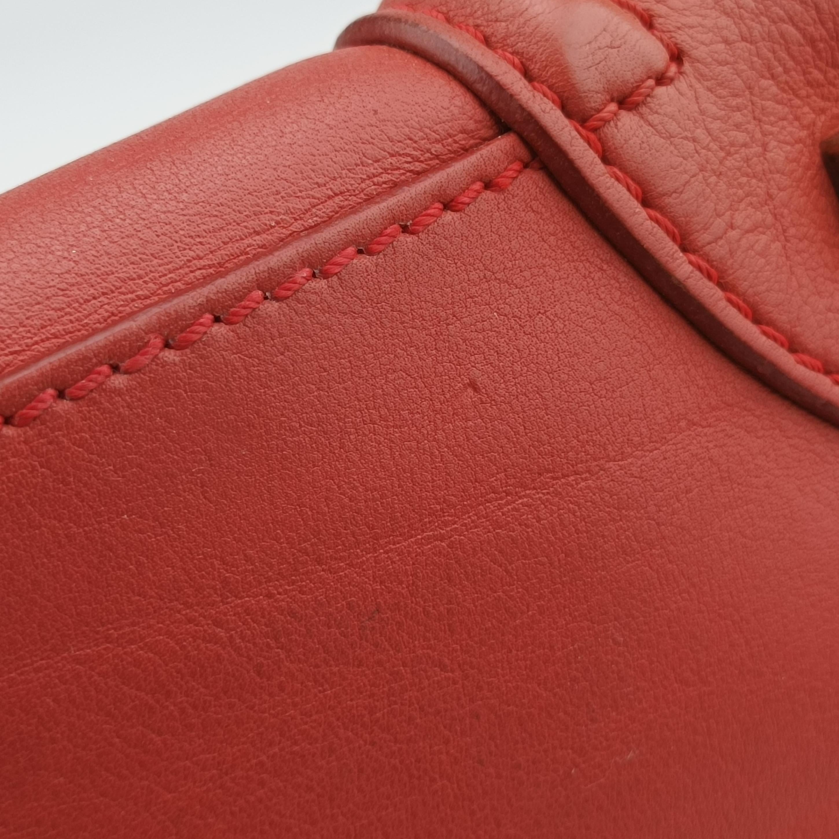 Vintage Celine Luggage Mini Shopper Red Leather  handbag | stylenewstar