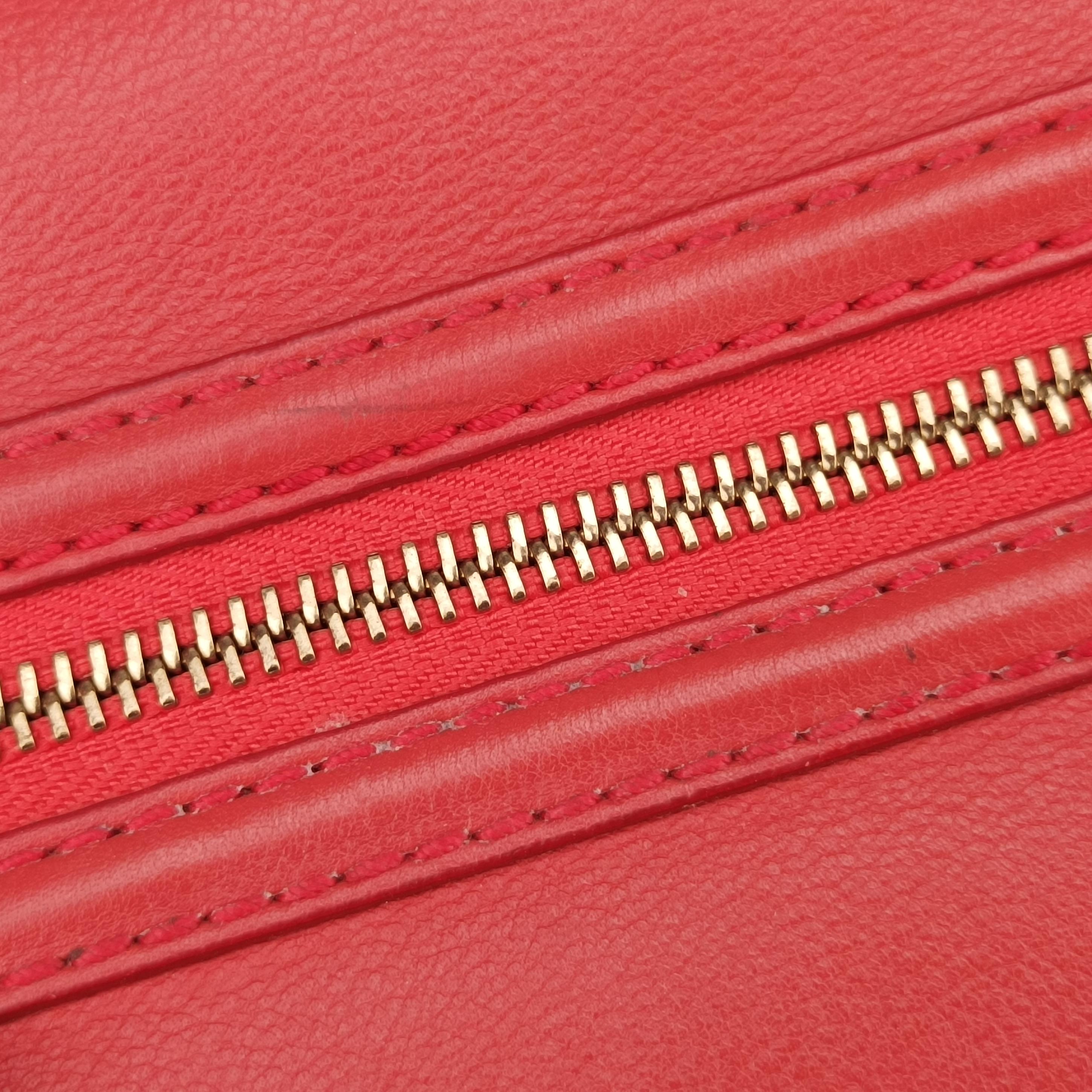 Vintage Celine Luggage Mini Shopper Red Leather  handbag | stylenewstar
