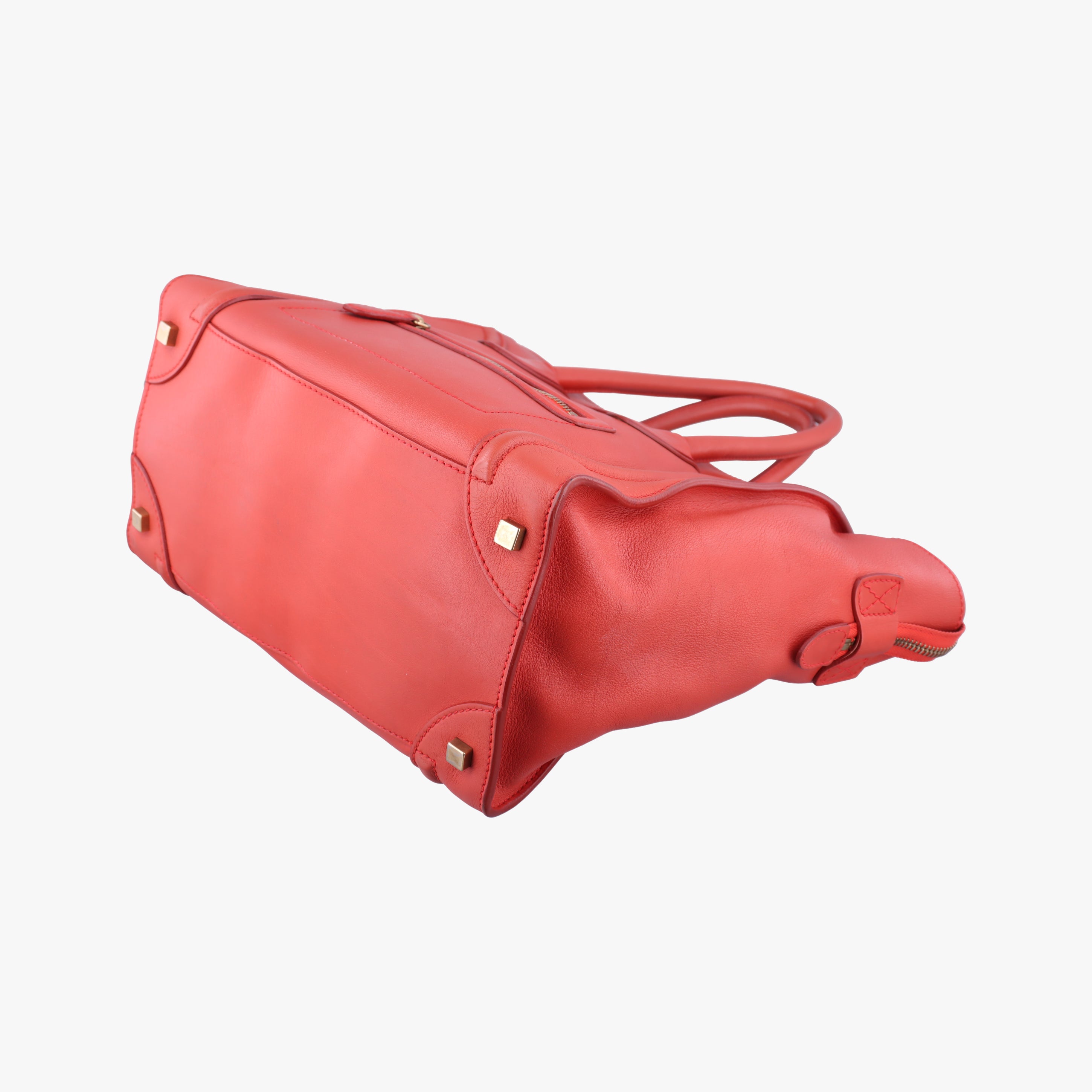 Vintage Celine Luggage Mini Shopper Red Leather  handbag | stylenewstar