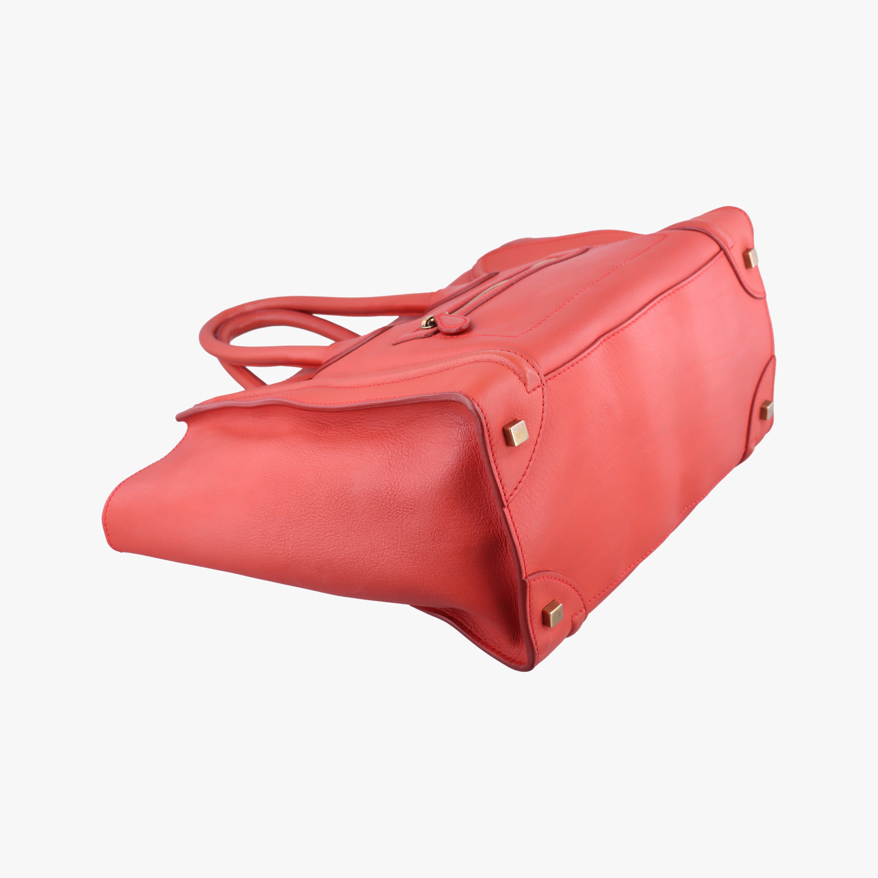 Vintage Celine Luggage Mini Shopper Red Leather  handbag | stylenewstar