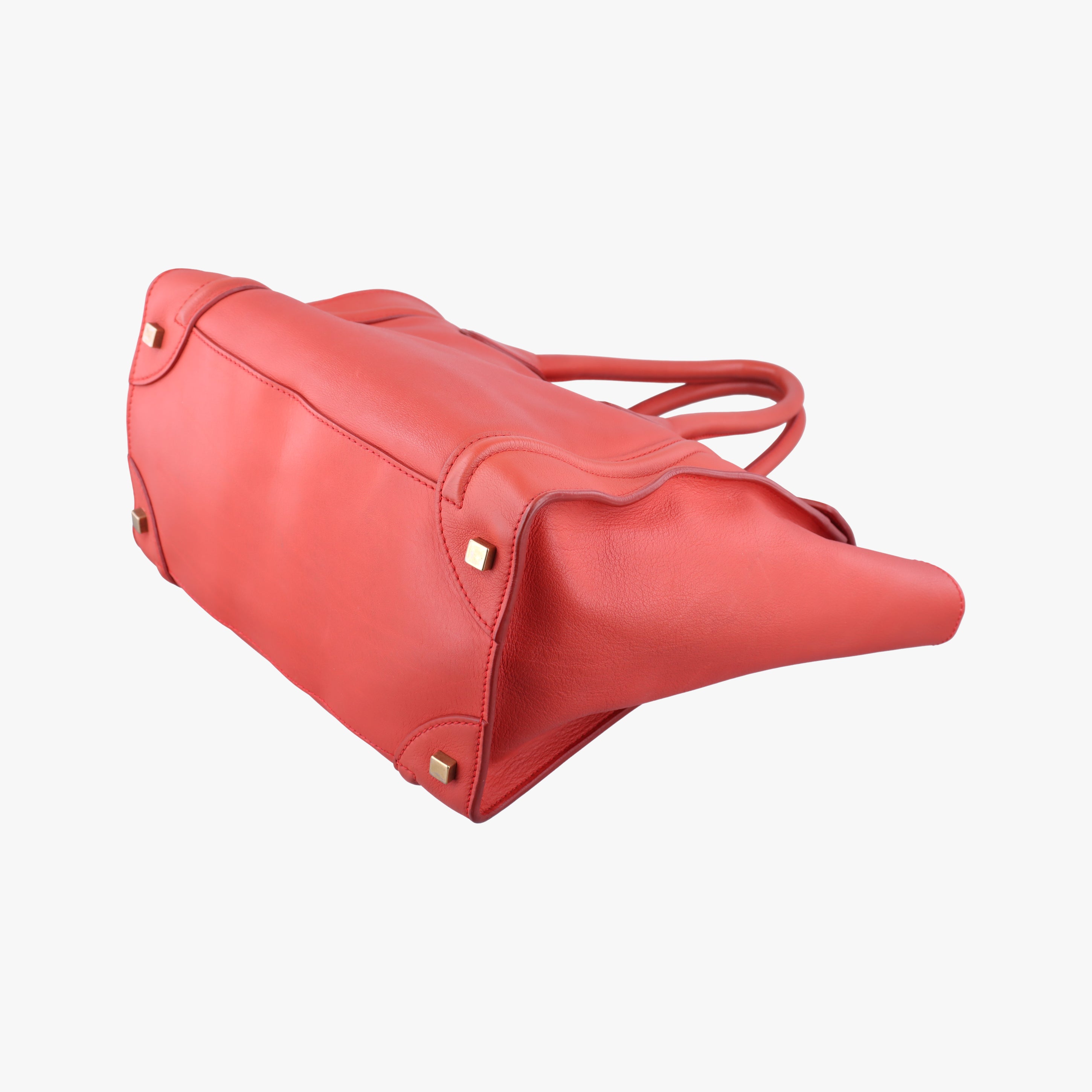 Vintage Celine Luggage Mini Shopper Red Leather  handbag | stylenewstar