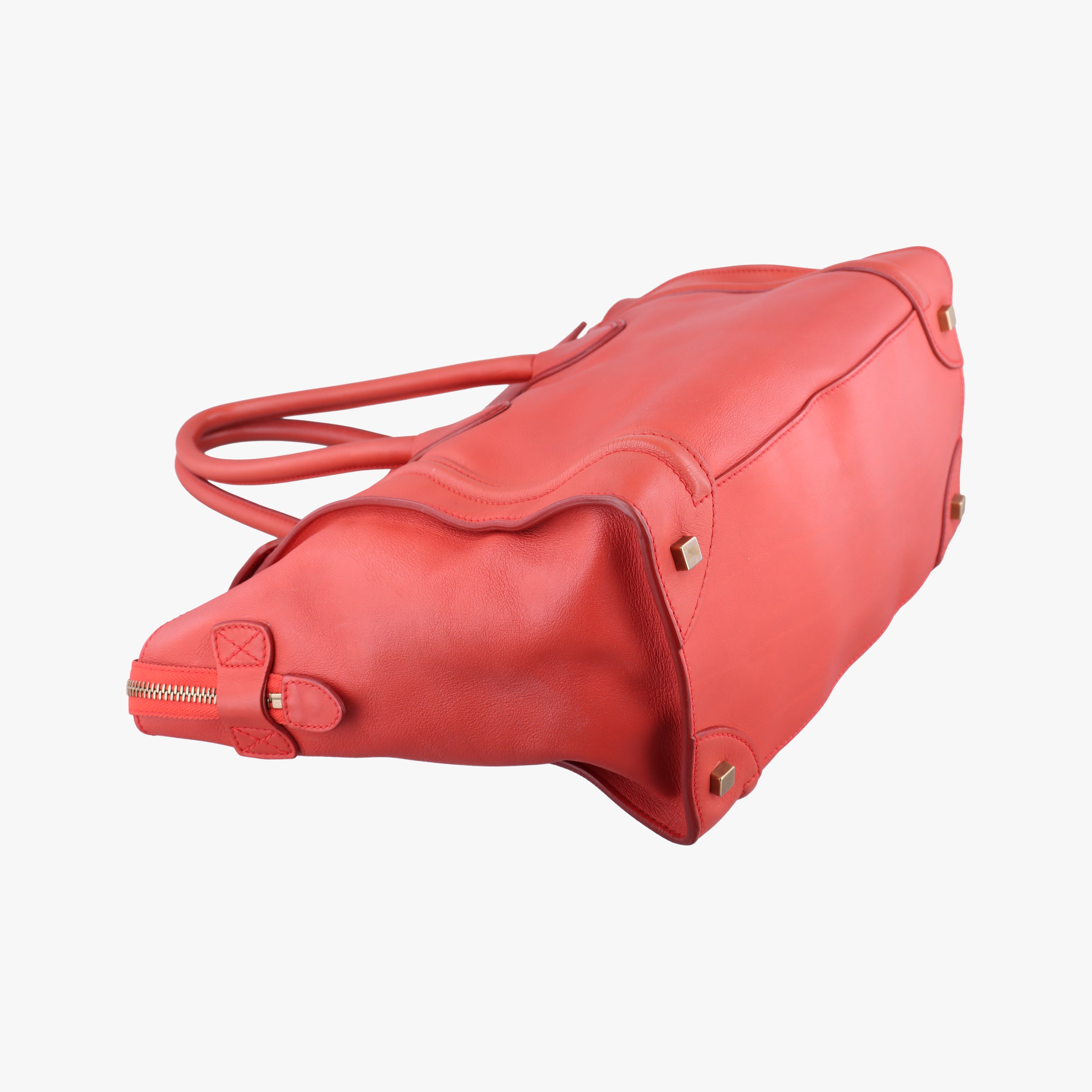 Vintage Celine Luggage Mini Shopper Red Leather  handbag | stylenewstar