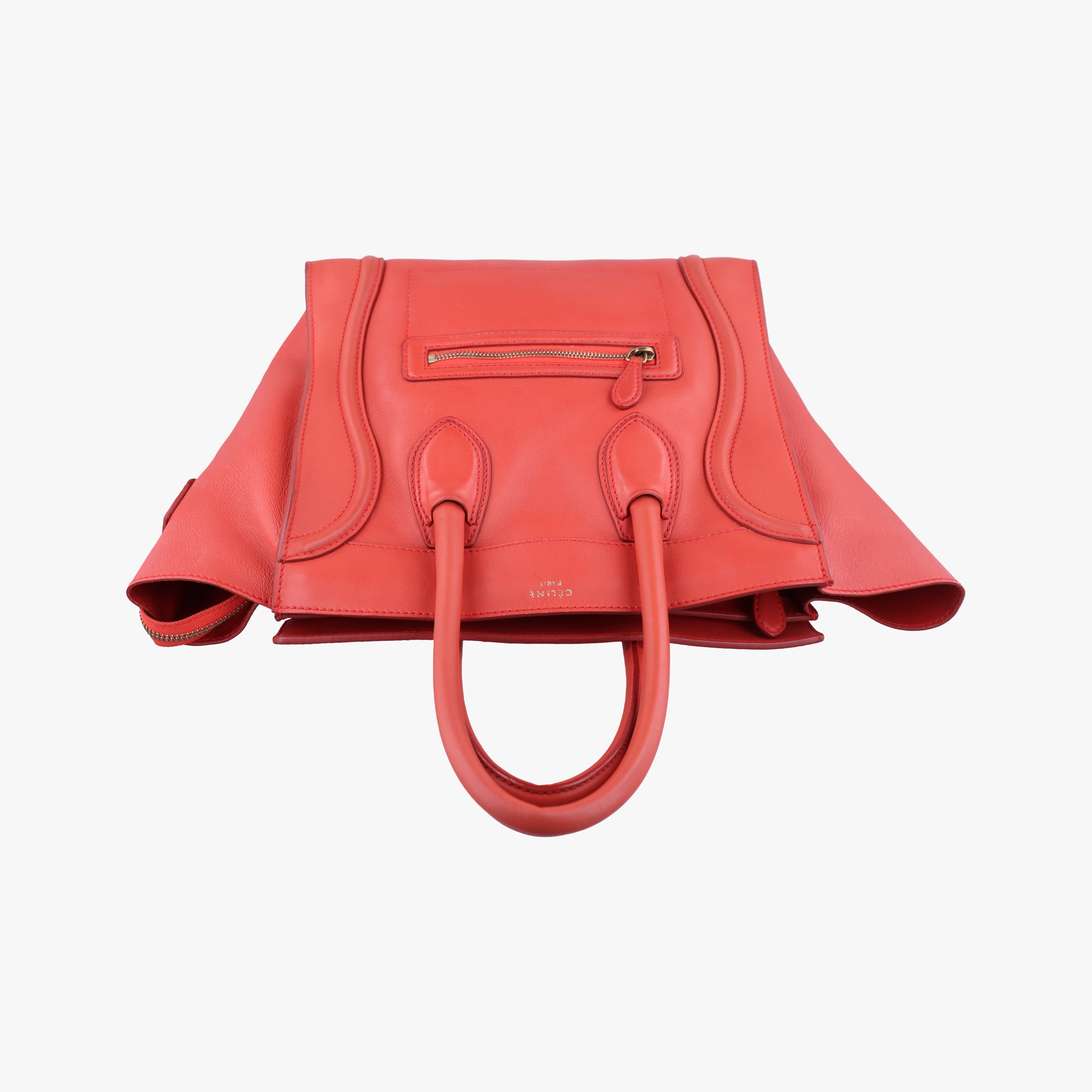 Vintage Celine Luggage Mini Shopper Red Leather  handbag | stylenewstar