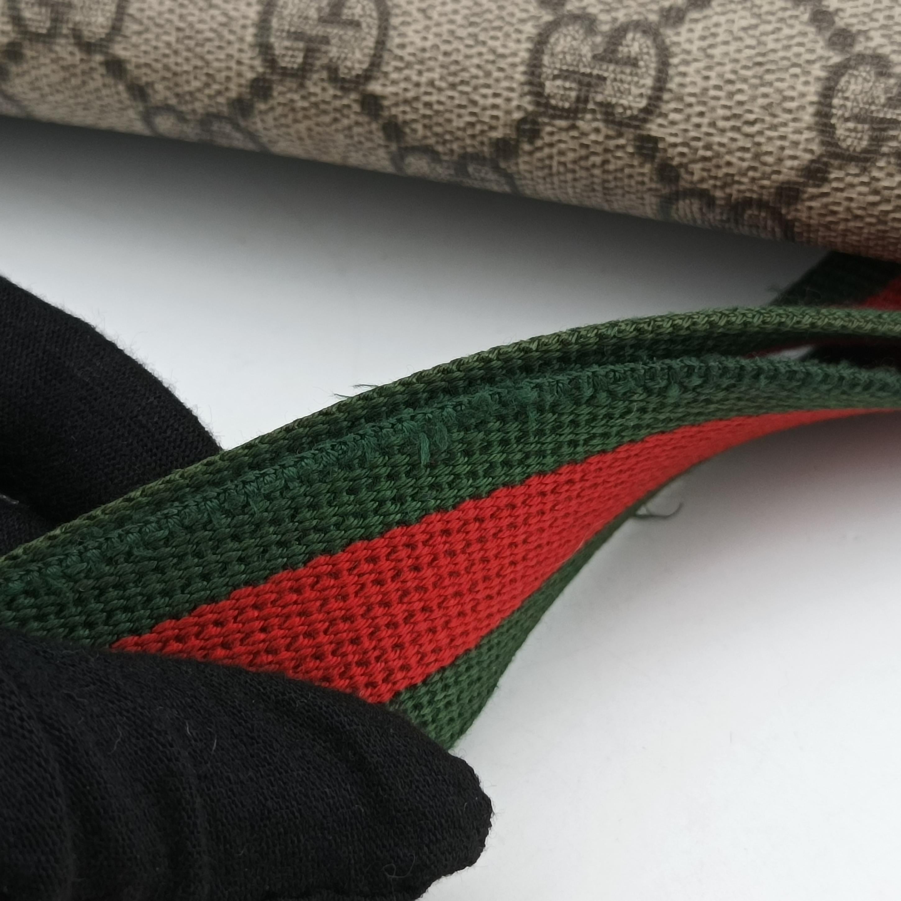 Pre-owned Gucci NEO VINTAGE GG Supreme Beige×red×green PVC coated canvas 493930 bum bag/waist bag | stylenewstar