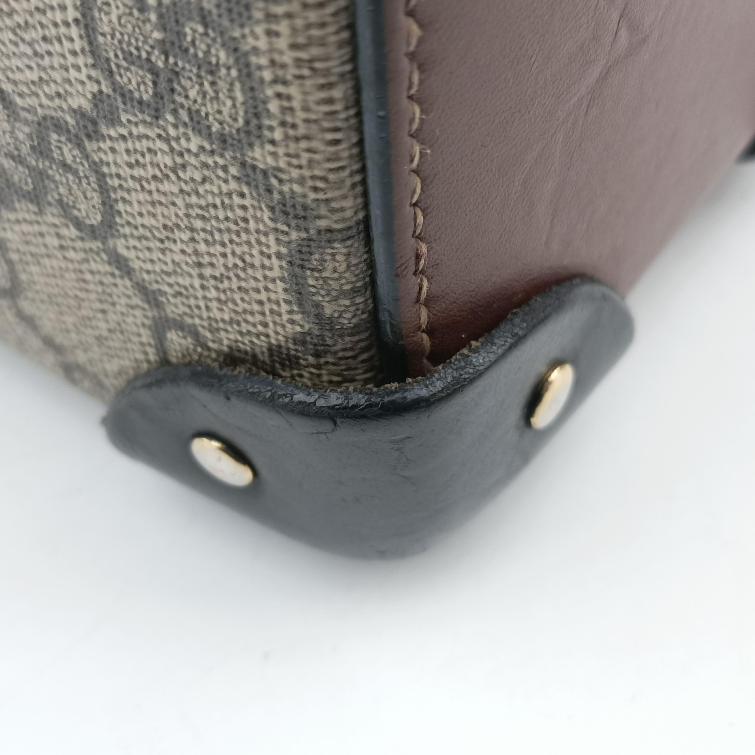 Secondhand Gucci GG Supreme Bamboo Padlock beige×black PVC coated canvas 603221 shoulderbag | stylenewstar