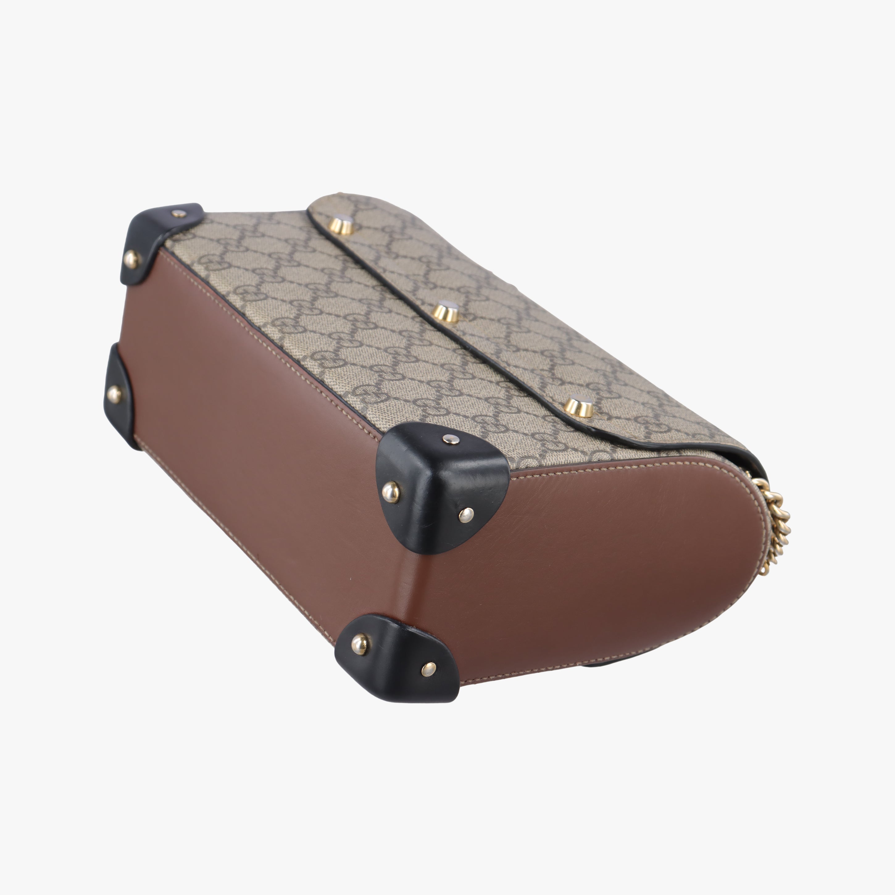 Secondhand Gucci GG Supreme Bamboo Padlock beige×black PVC coated canvas 603221 shoulderbag | stylenewstar