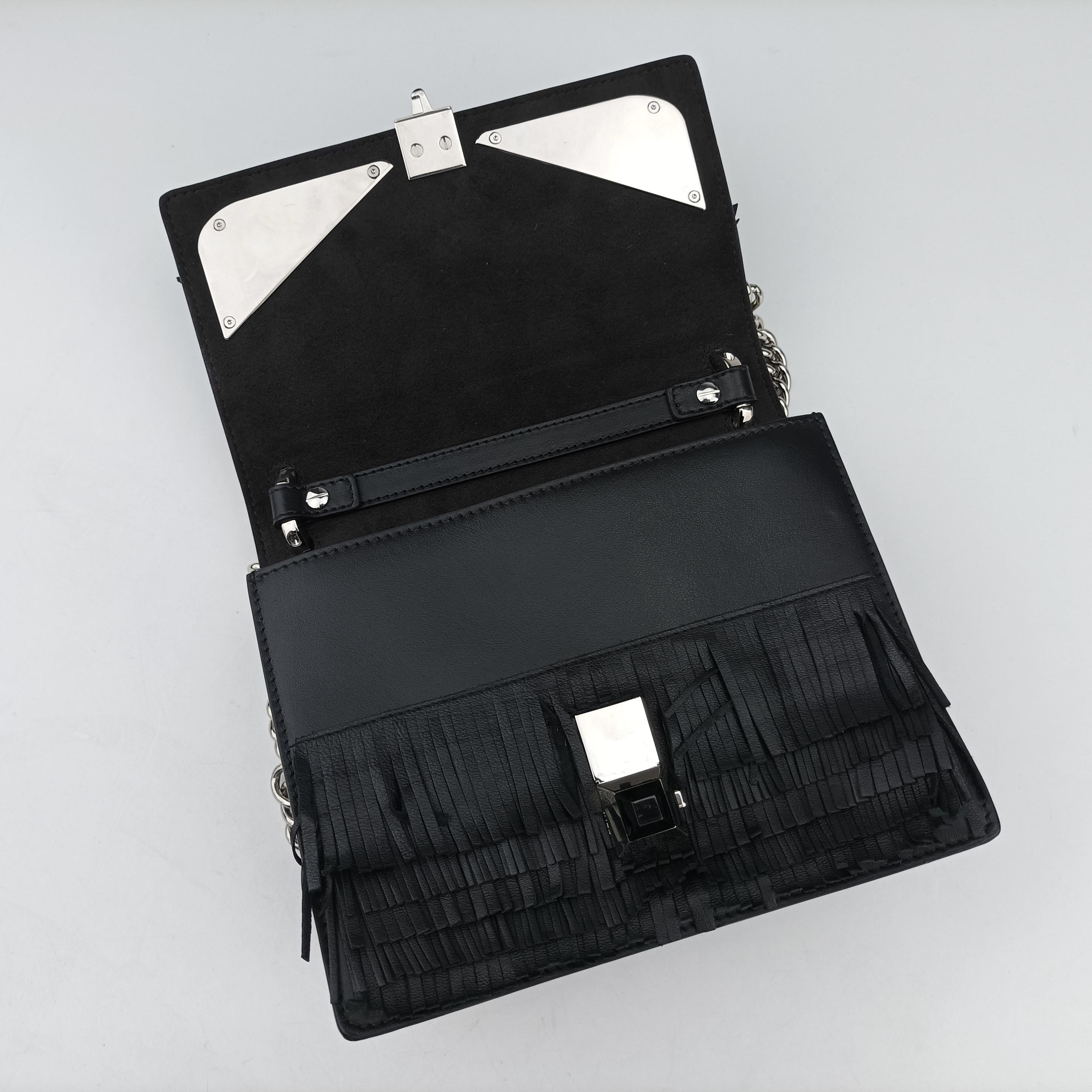 Pre-owned Fendi studded Kan I Black Leather 8M0381 shoulderbag | stylenewstar