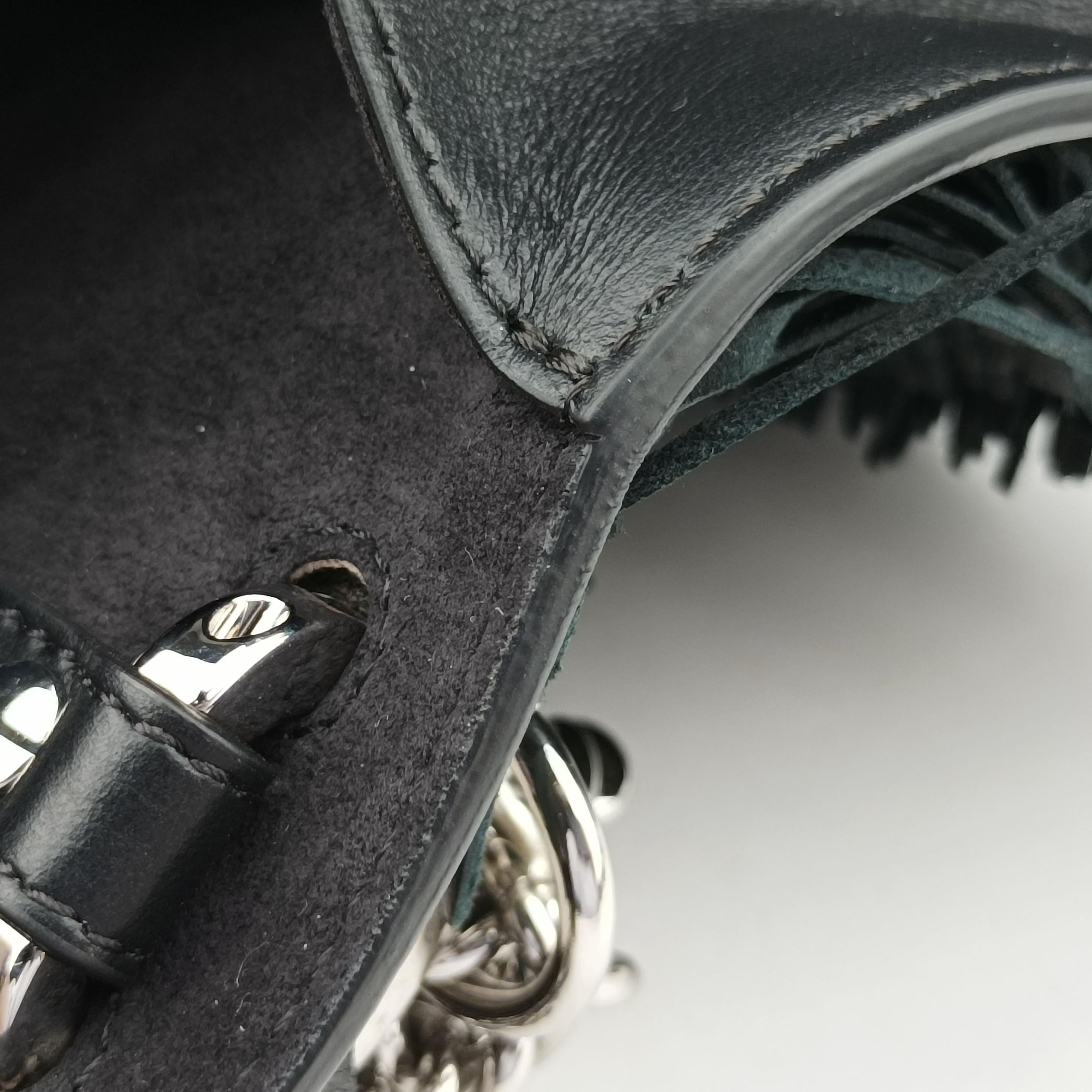 Pre-owned Fendi studded Kan I Black Leather 8M0381 shoulderbag | stylenewstar