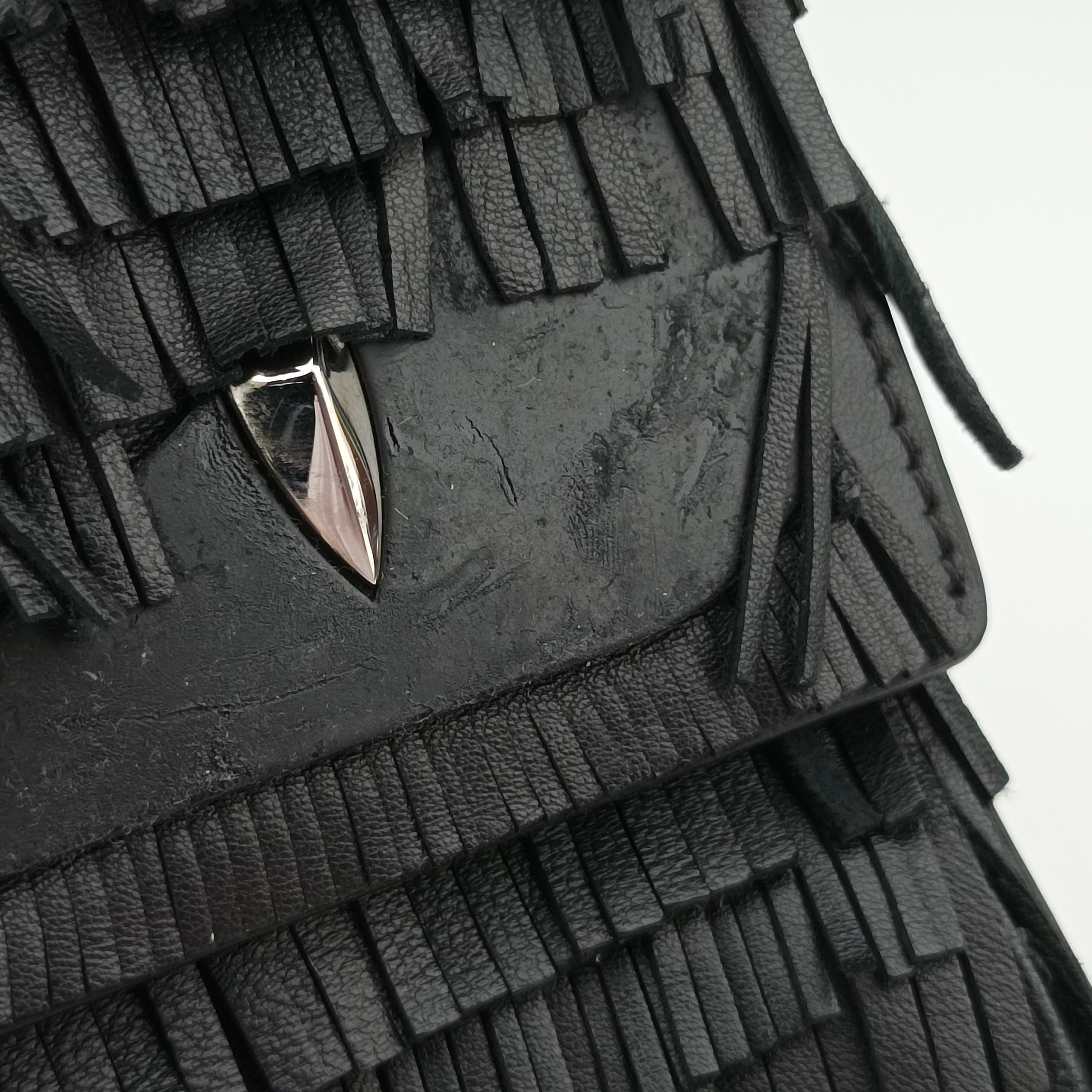 Pre-owned Fendi studded Kan I Black Leather 8M0381 shoulderbag | stylenewstar