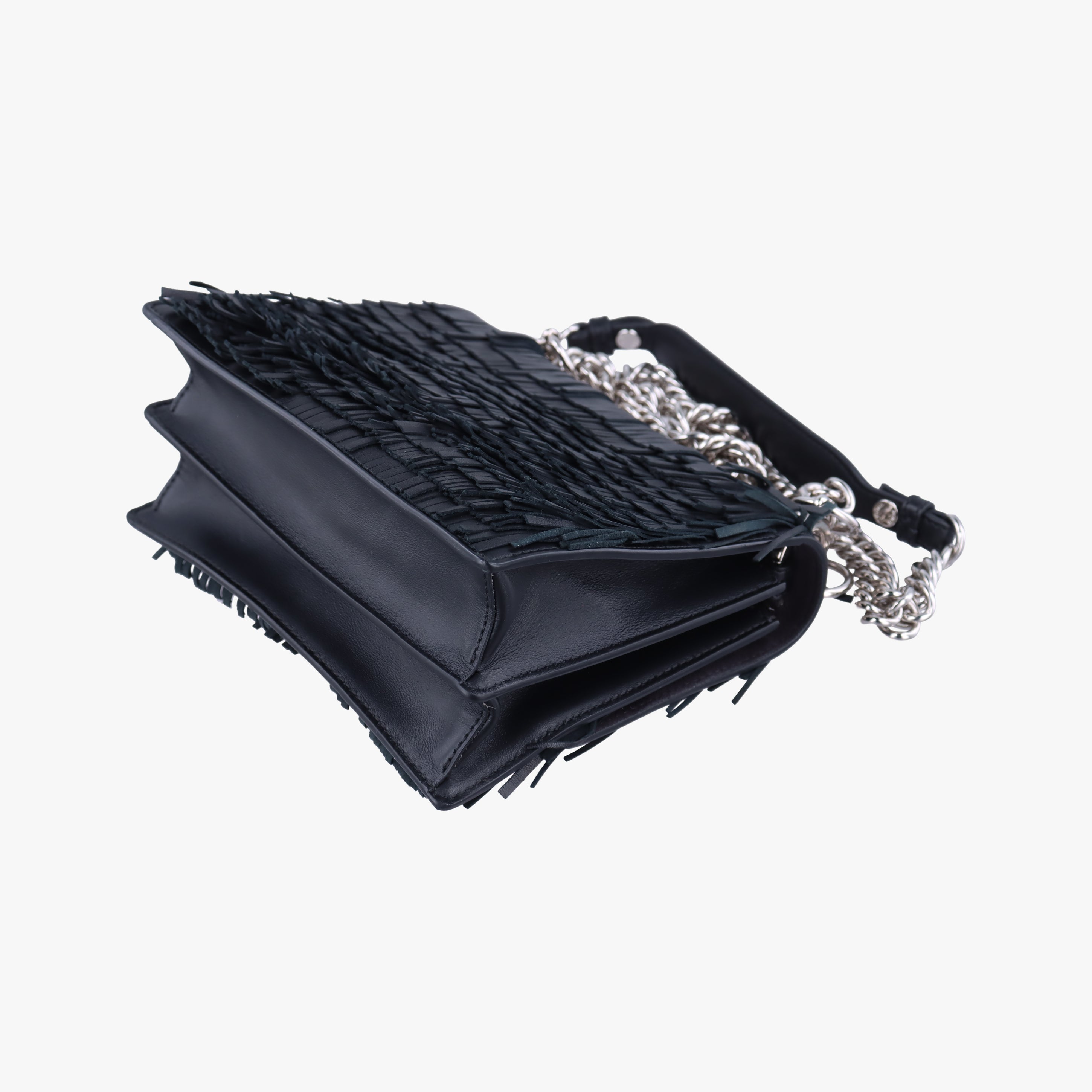 Pre-owned Fendi studded Kan I Black Leather 8M0381 shoulderbag | stylenewstar