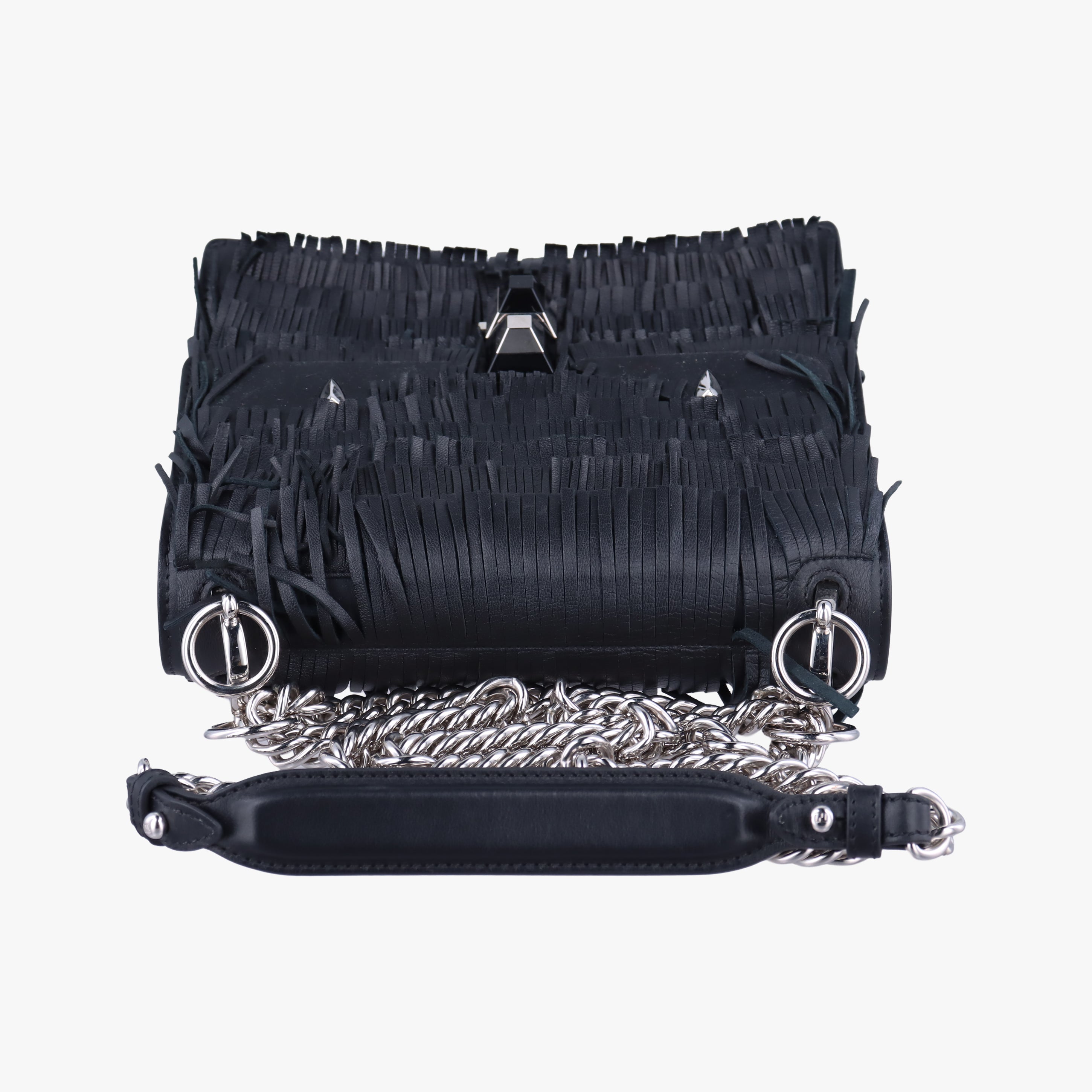 Pre-owned Fendi studded Kan I Black Leather 8M0381 shoulderbag | stylenewstar