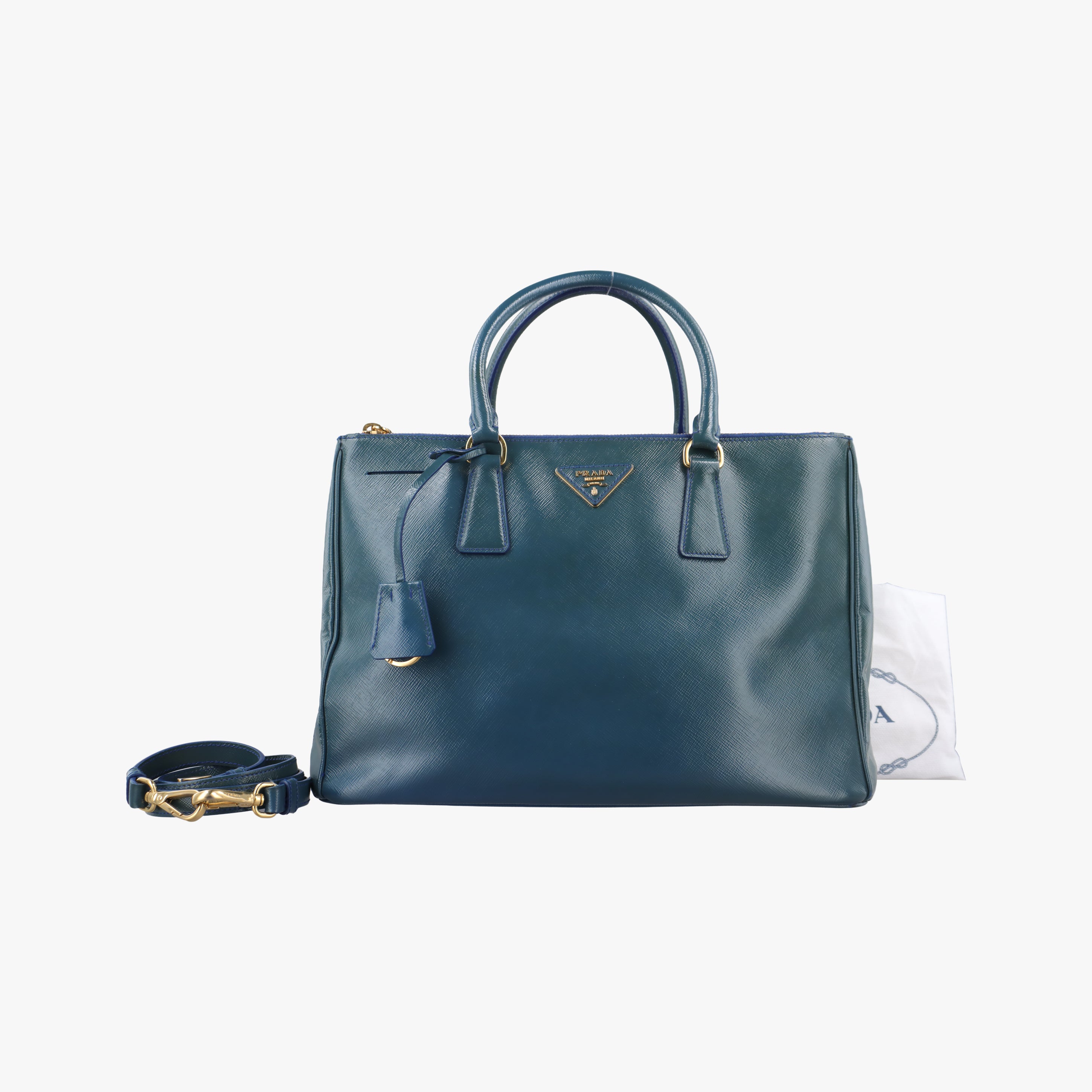 Pre-owned Prada Galleria Navy Patent BN2274 shoulderbag | stylenewstar