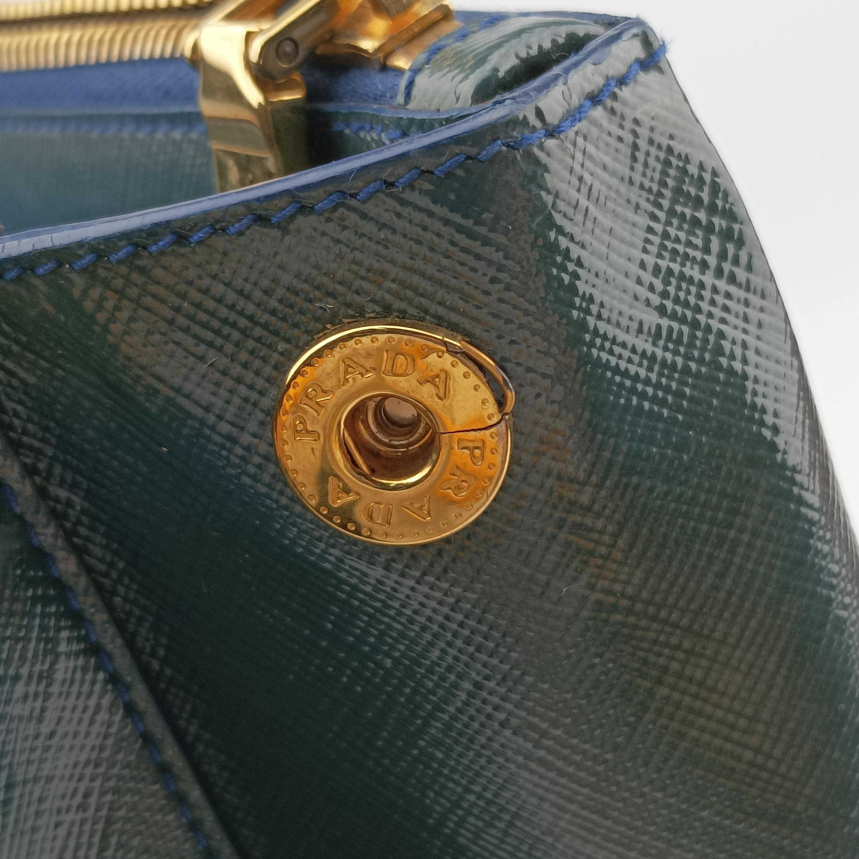 Pre-owned Prada Galleria Navy Patent BN2274 shoulderbag | stylenewstar