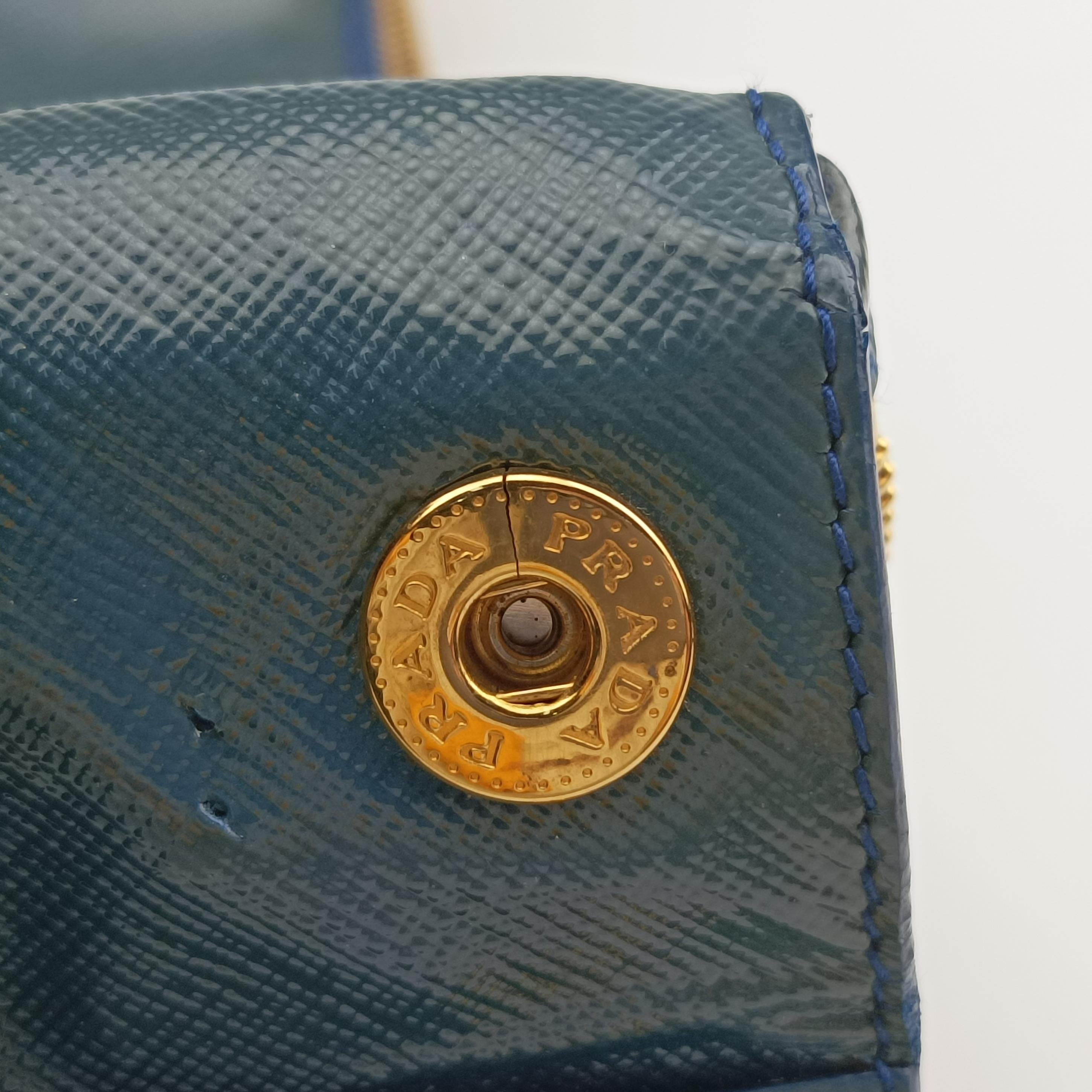 Pre-owned Prada Galleria Navy Patent BN2274 shoulderbag | stylenewstar