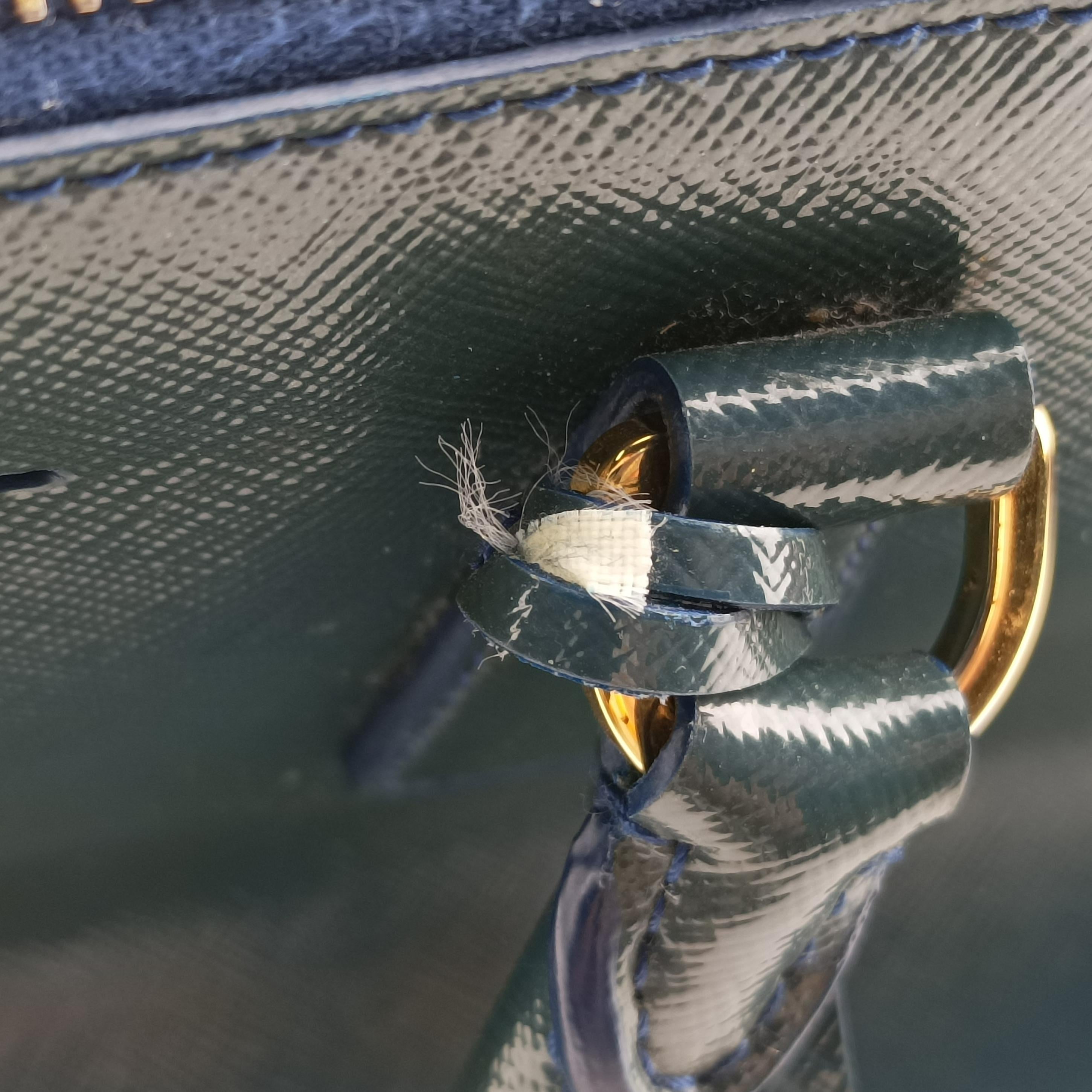 Pre-owned Prada Galleria Navy Patent BN2274 shoulderbag | stylenewstar