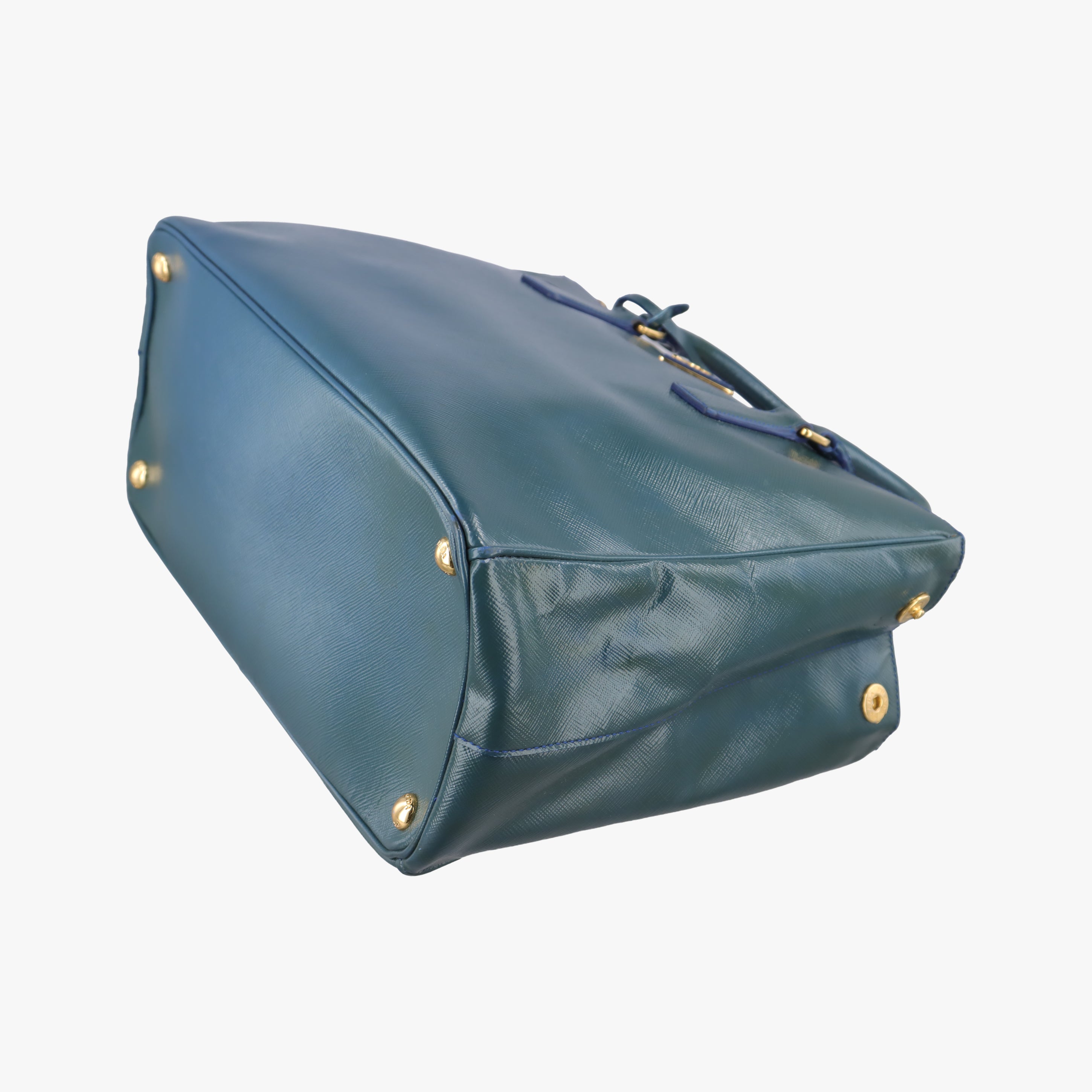 Pre-owned Prada Galleria Navy Patent BN2274 shoulderbag | stylenewstar
