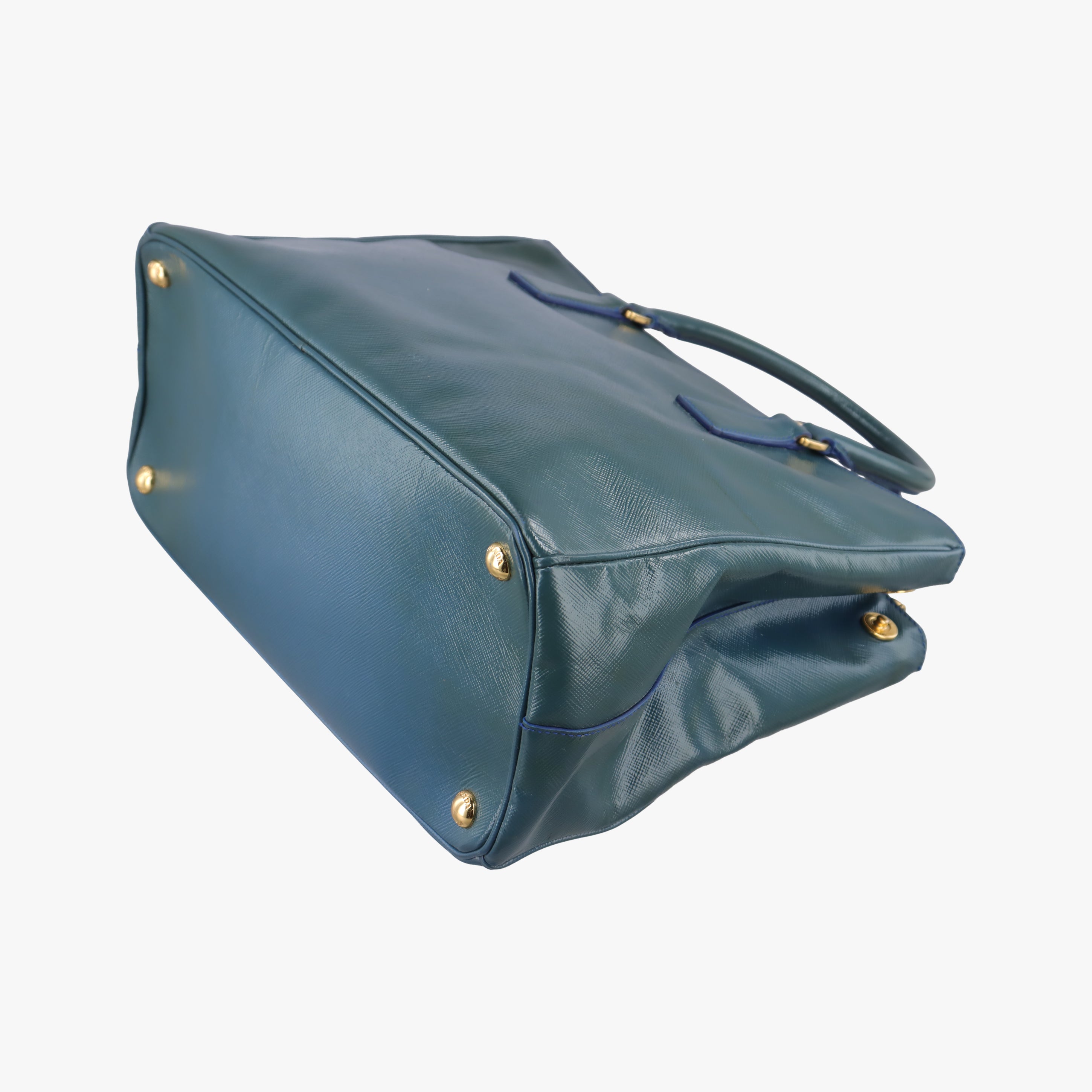 Pre-owned Prada Galleria Navy Patent BN2274 shoulderbag | stylenewstar