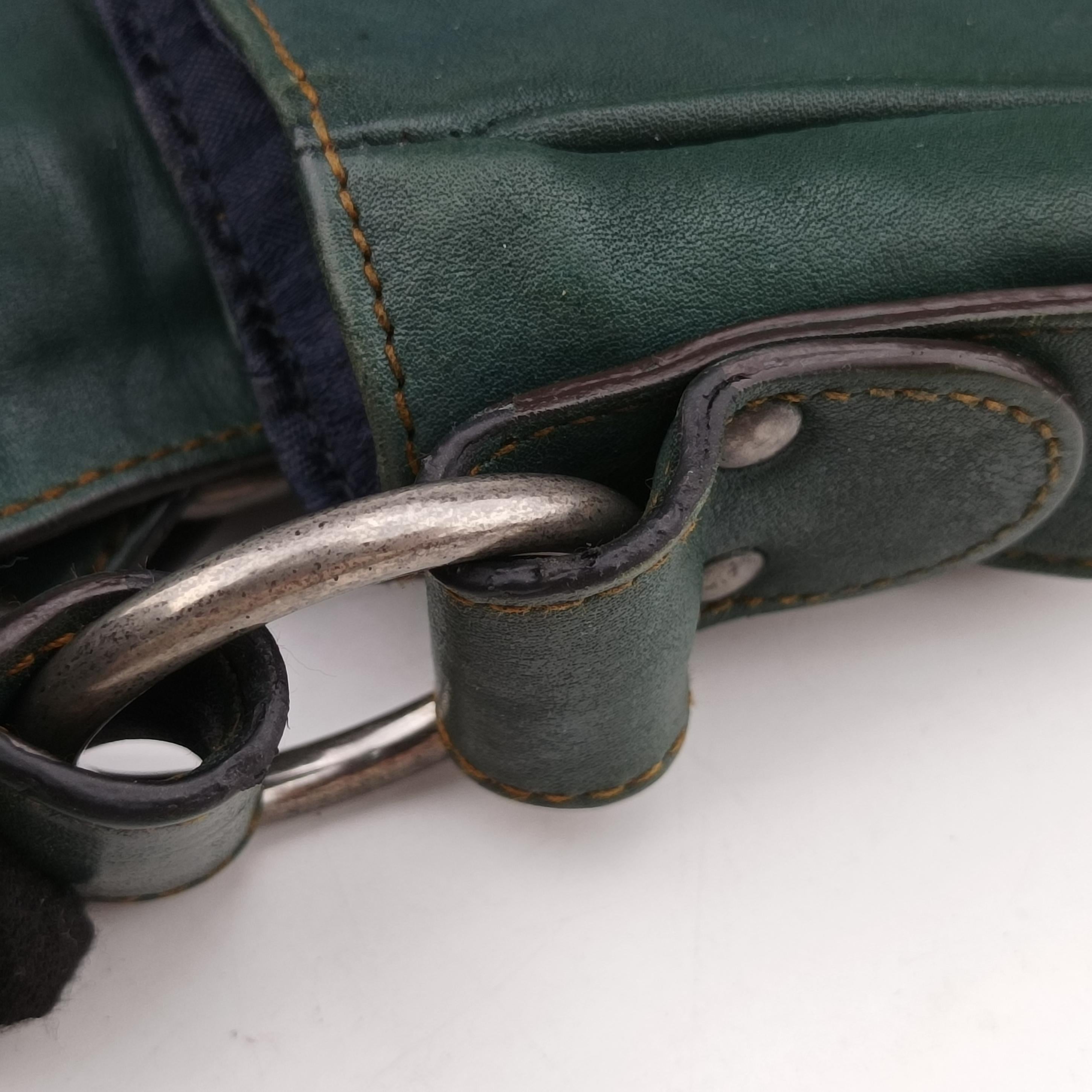 Pre-owned Christian Dior Gaucho Green× Brown Leather  handbag | stylenewstar