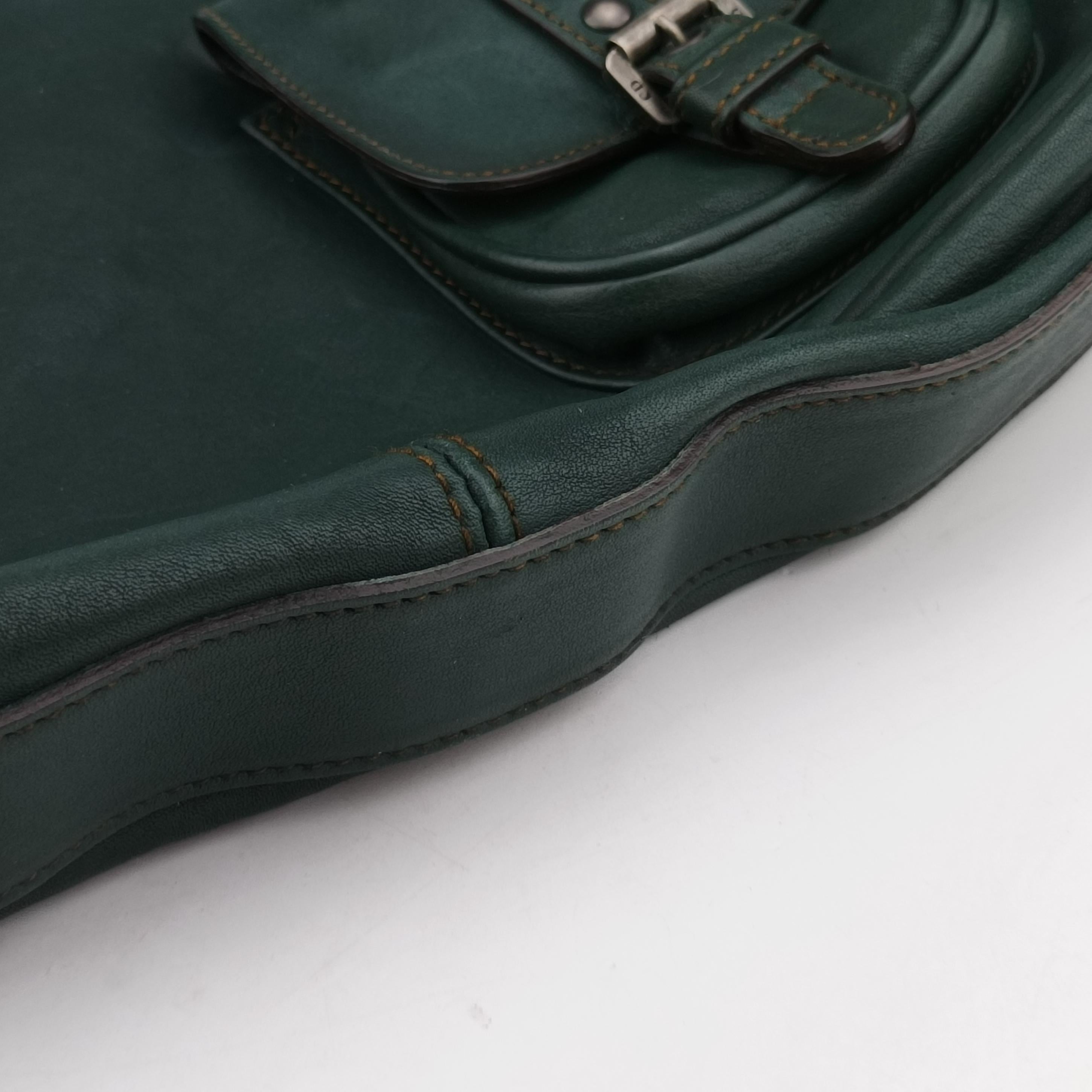 Pre-owned Christian Dior Gaucho Green× Brown Leather  handbag | stylenewstar
