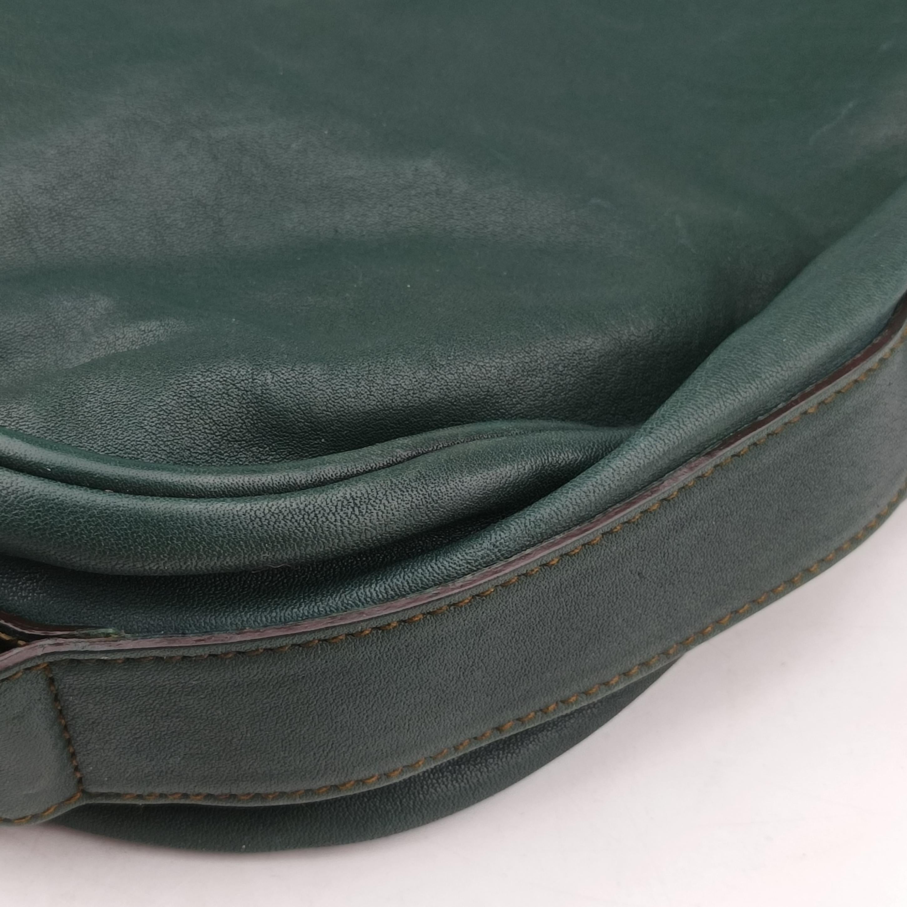 Pre-owned Christian Dior Gaucho Green× Brown Leather  handbag | stylenewstar
