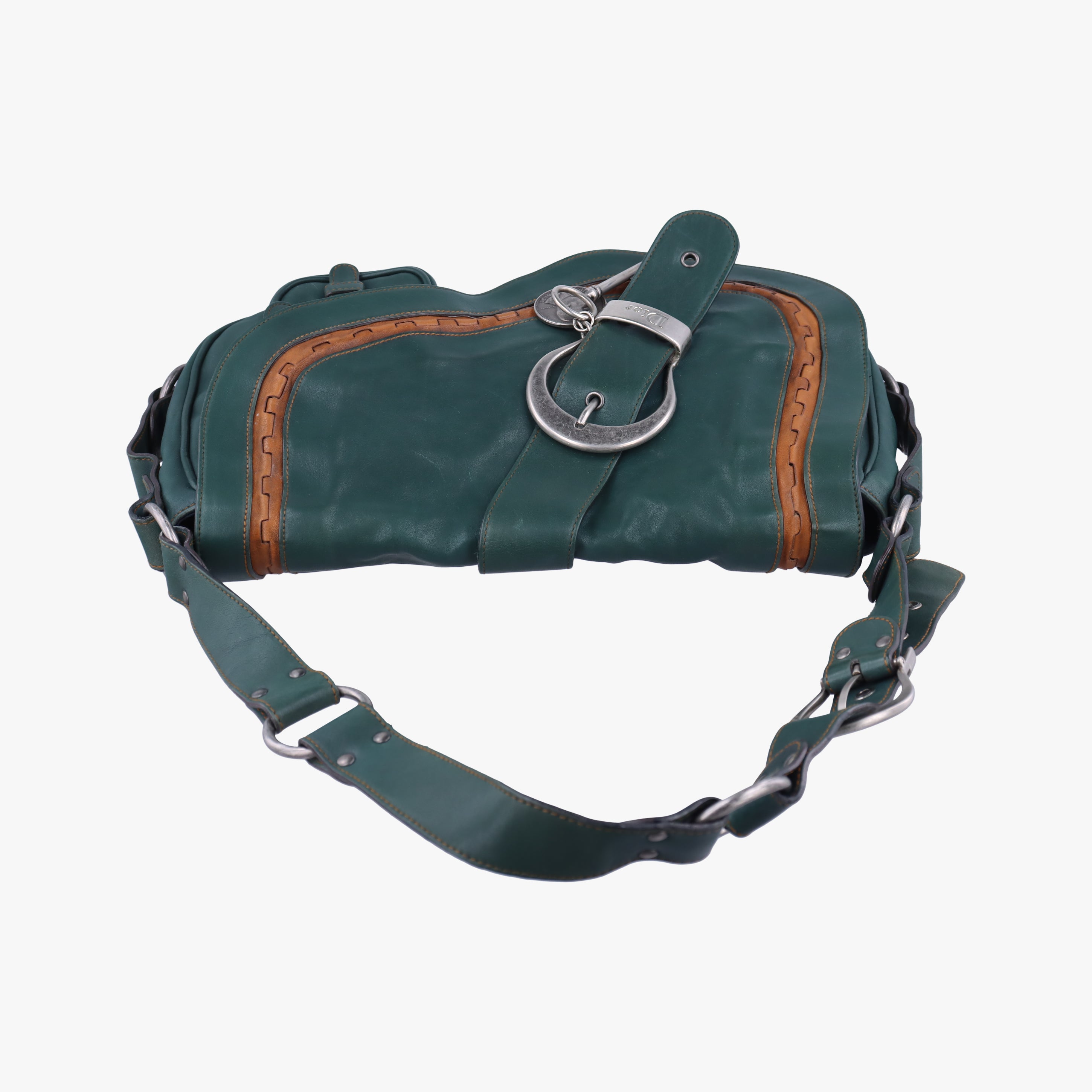 Pre-owned Christian Dior Gaucho Green× Brown Leather  handbag | stylenewstar