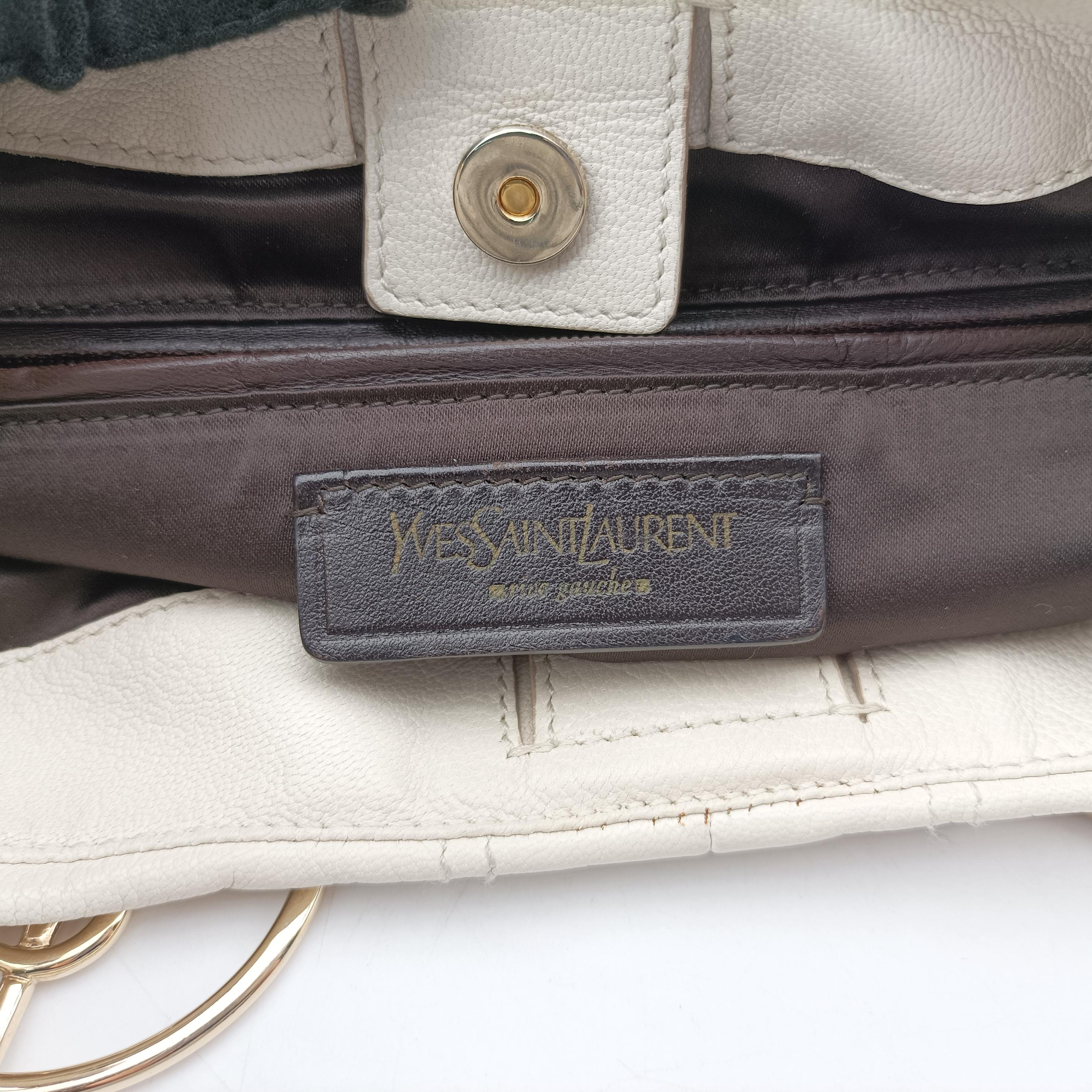 Vintage Yves Saint Laurent Saharienne White Leather 139259 handbag | stylenewstar