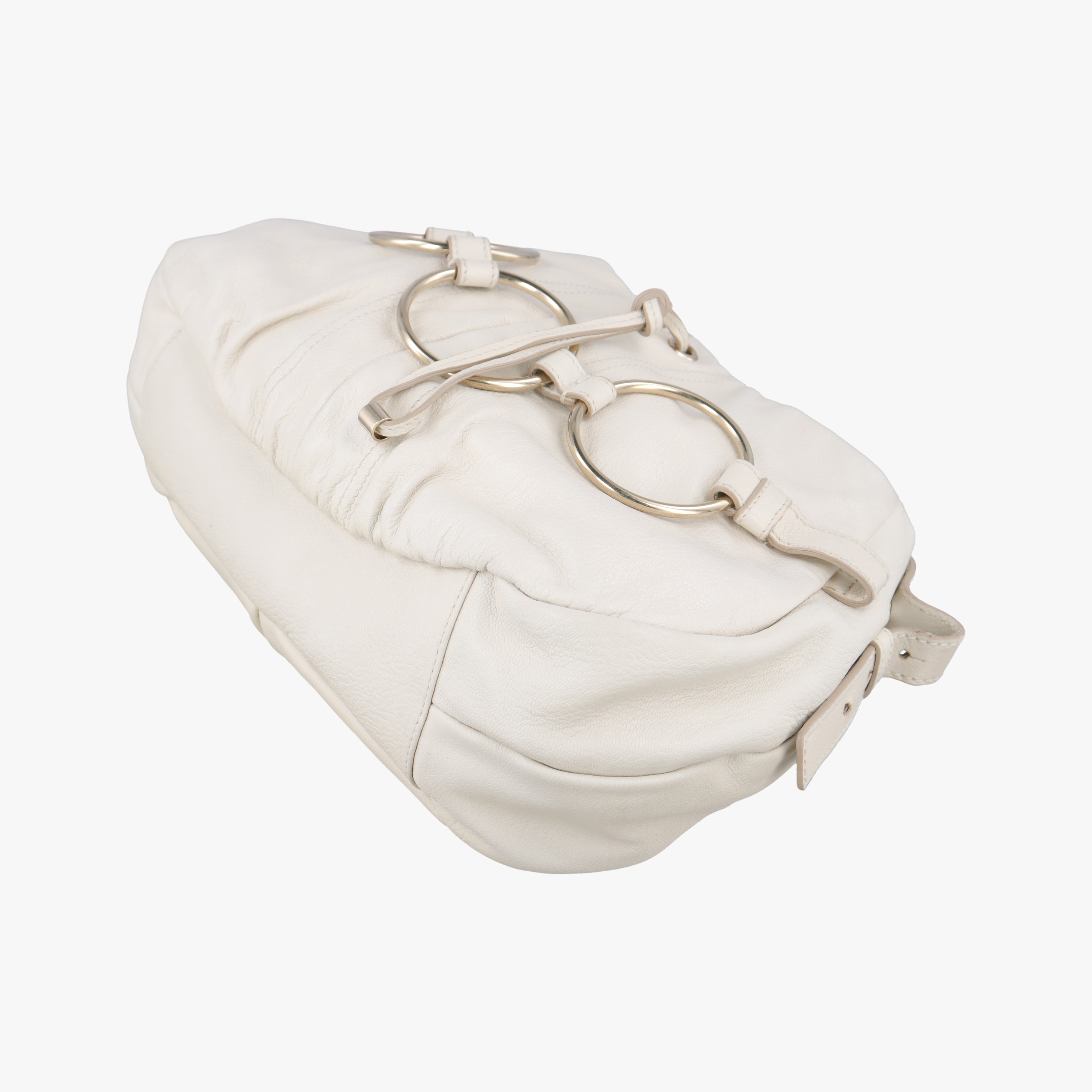 Vintage Yves Saint Laurent Saharienne White Leather 139259 handbag | stylenewstar