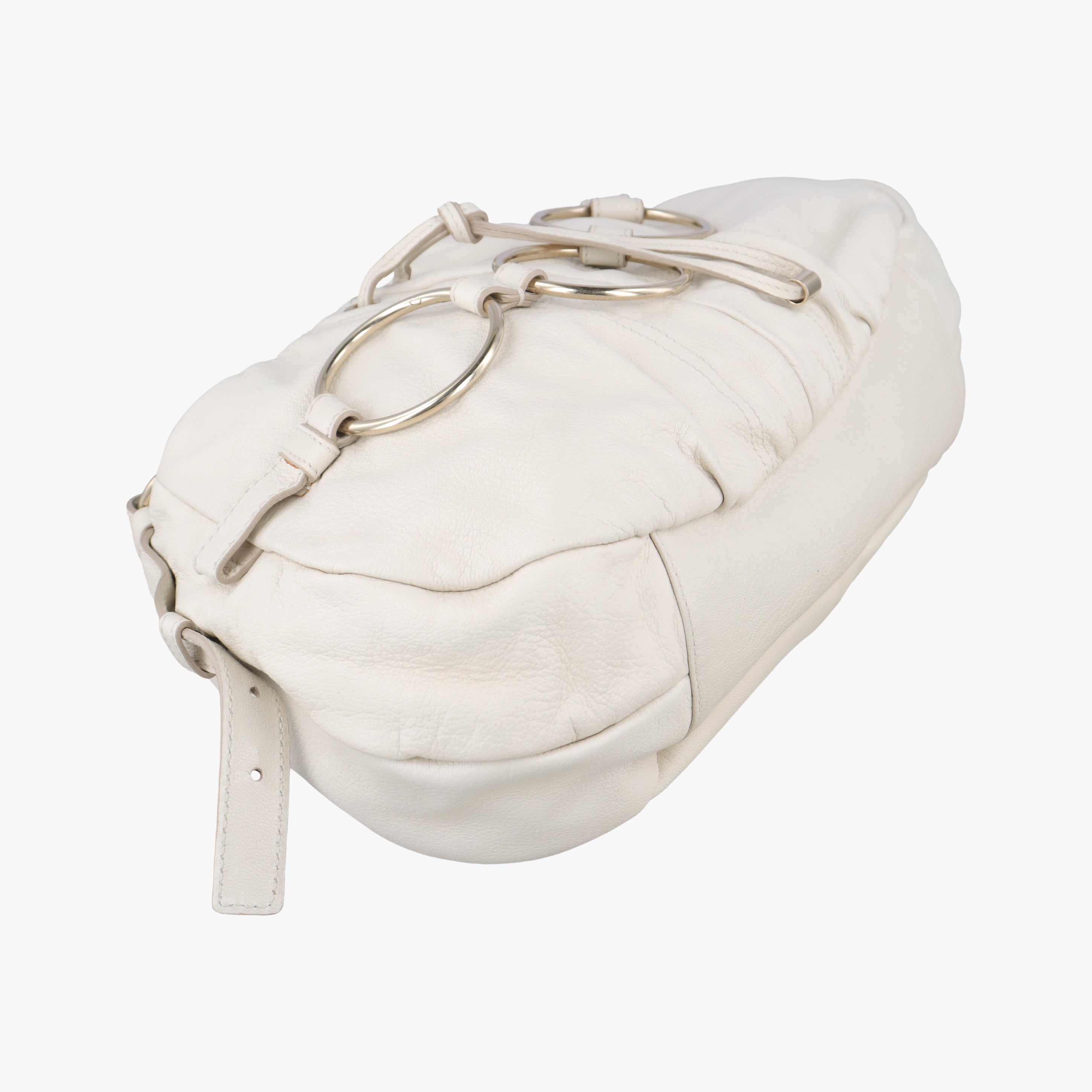 Vintage Yves Saint Laurent Saharienne White Leather 139259 handbag | stylenewstar