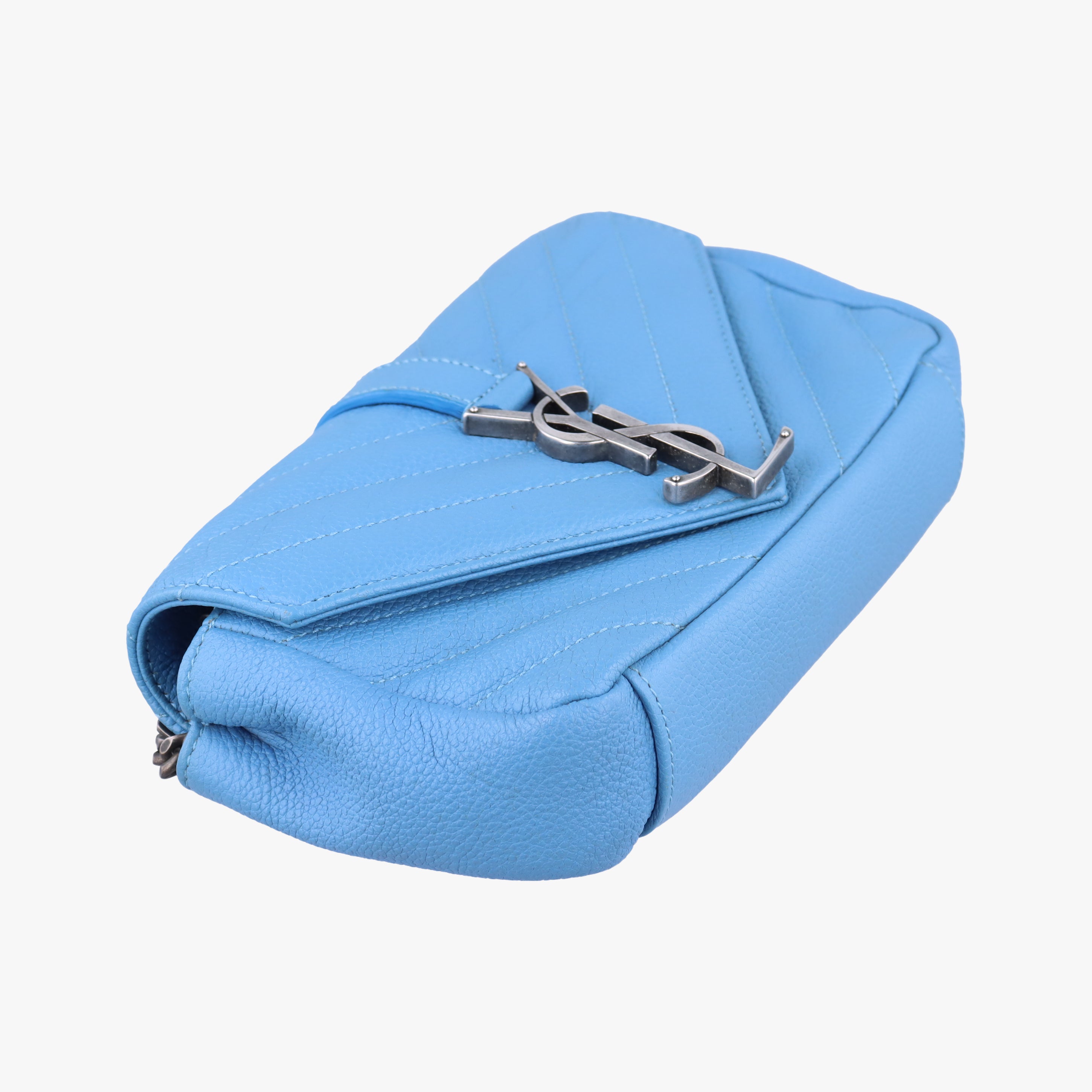Pre-owned Yves Saint Laurent Baby Chai Blue Leather 399289 shoulderbag | stylenewstar