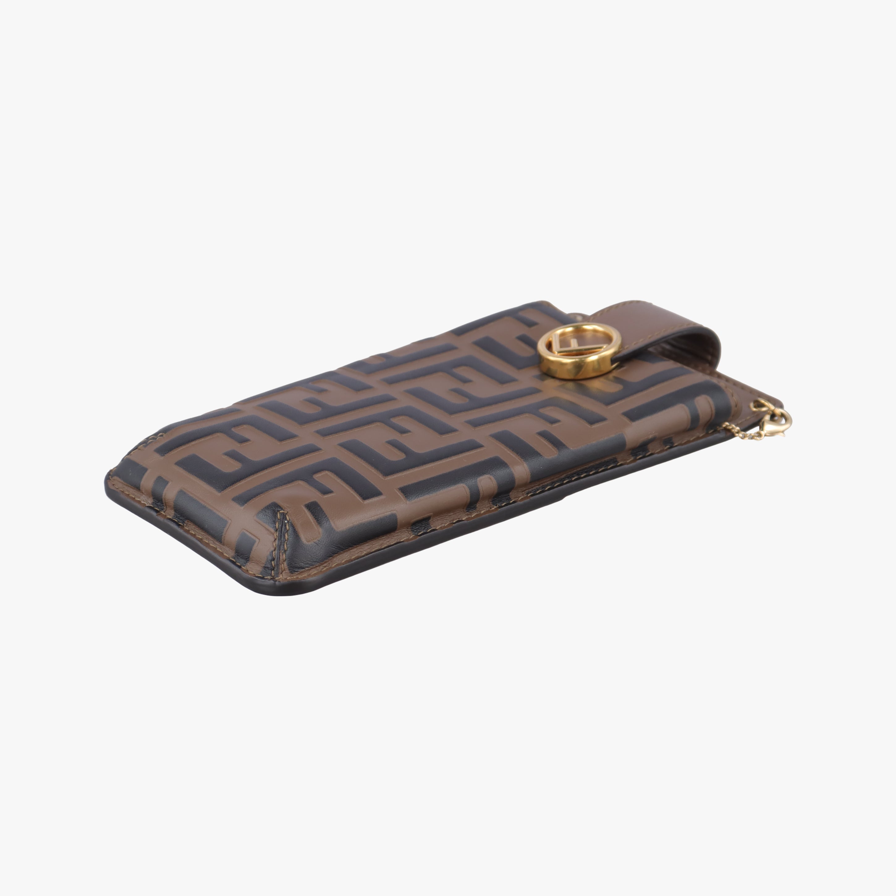 Pre-owned Fendi F is smartphone pouch Brown Leather 8M0443 shoulderbag | stylenewstar