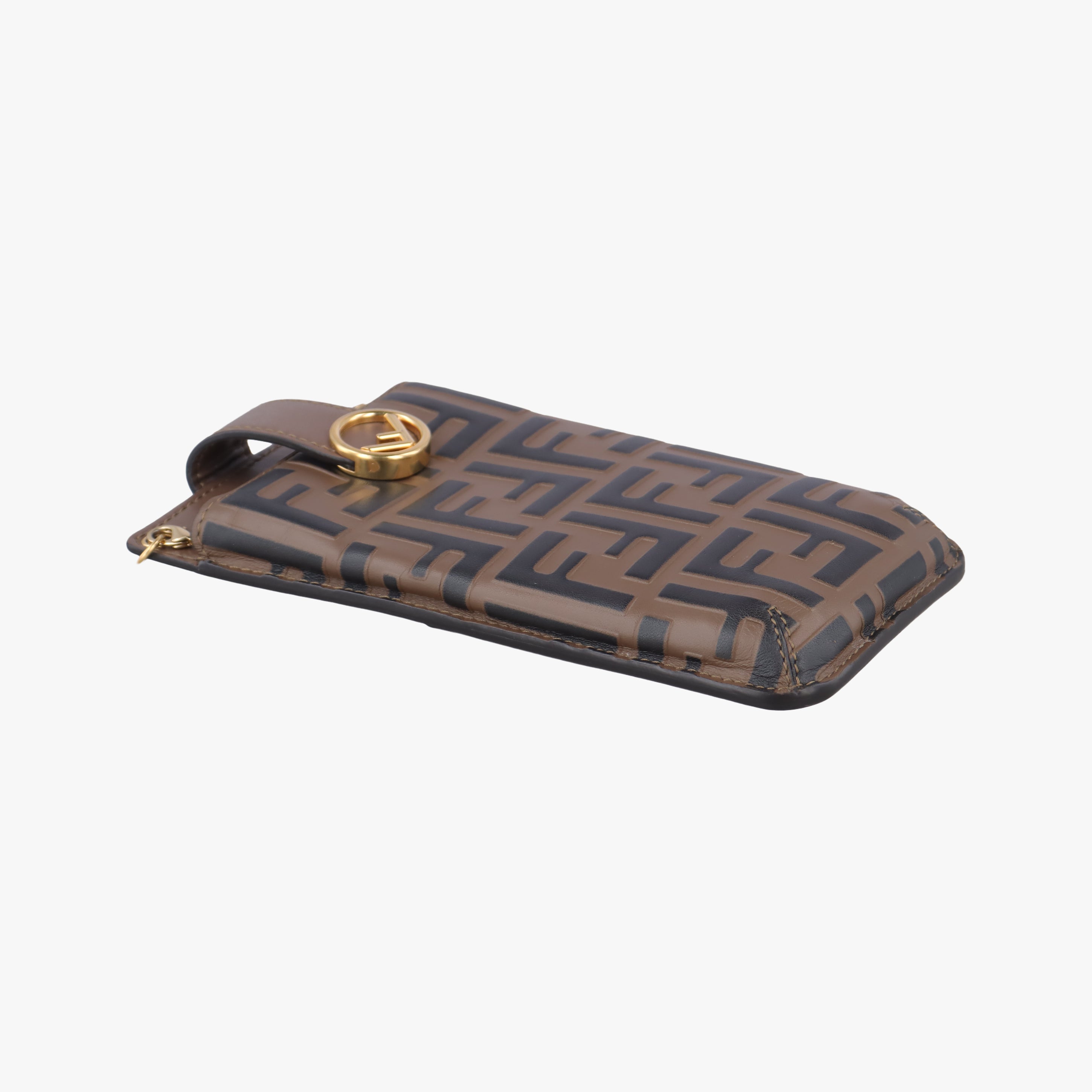 Pre-owned Fendi F is smartphone pouch Brown Leather 8M0443 shoulderbag | stylenewstar