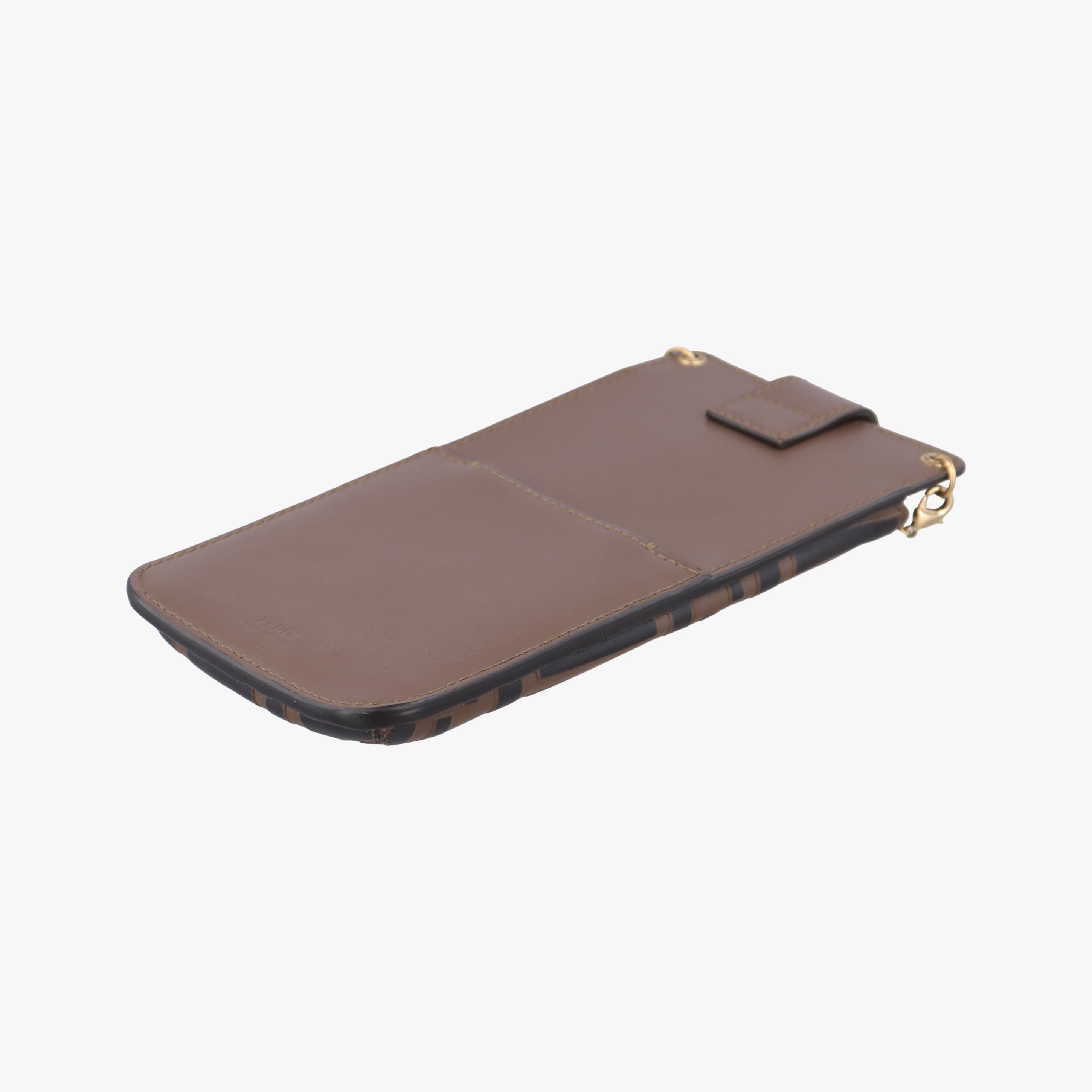 Pre-owned Fendi F is smartphone pouch Brown Leather 8M0443 shoulderbag | stylenewstar