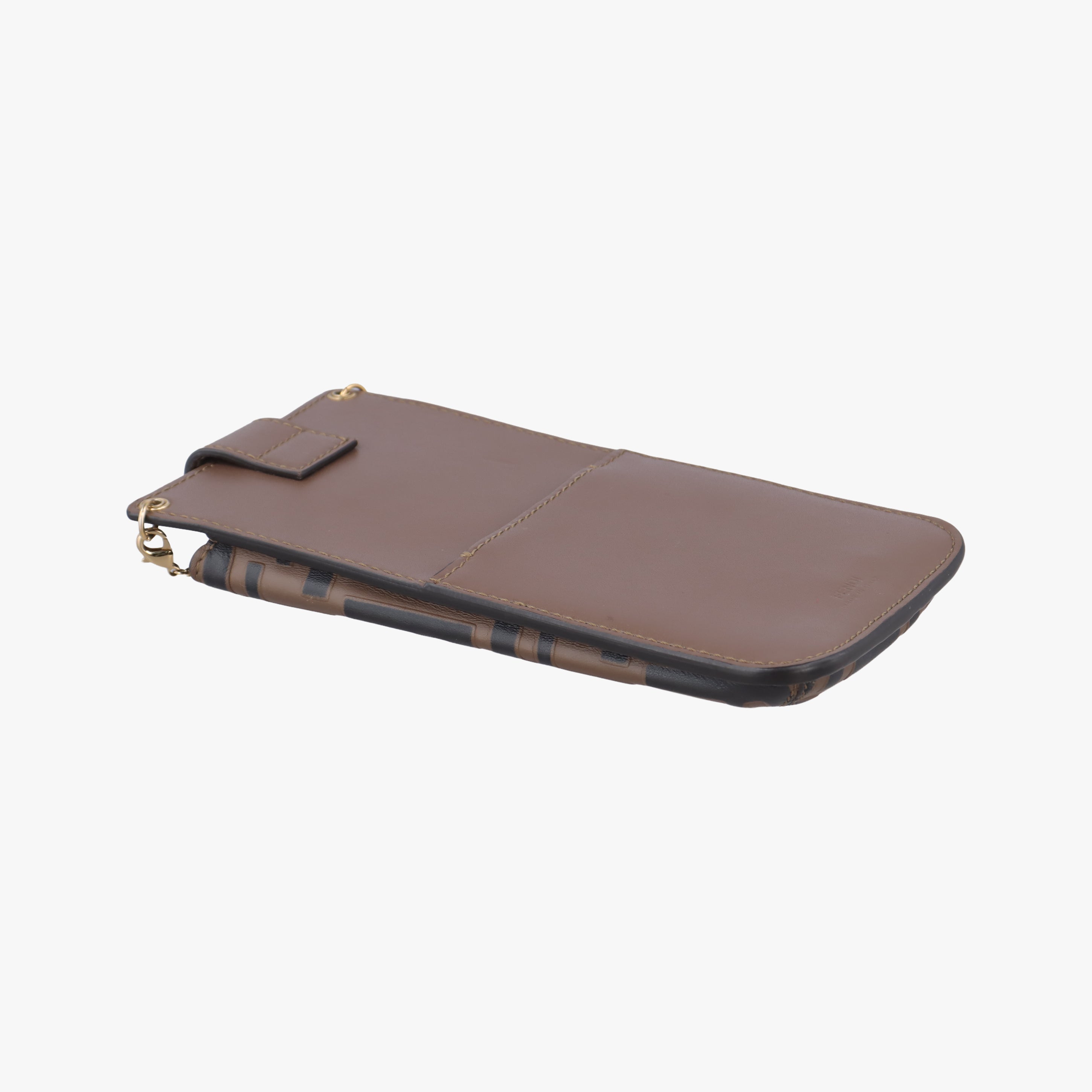 Pre-owned Fendi F is smartphone pouch Brown Leather 8M0443 shoulderbag | stylenewstar
