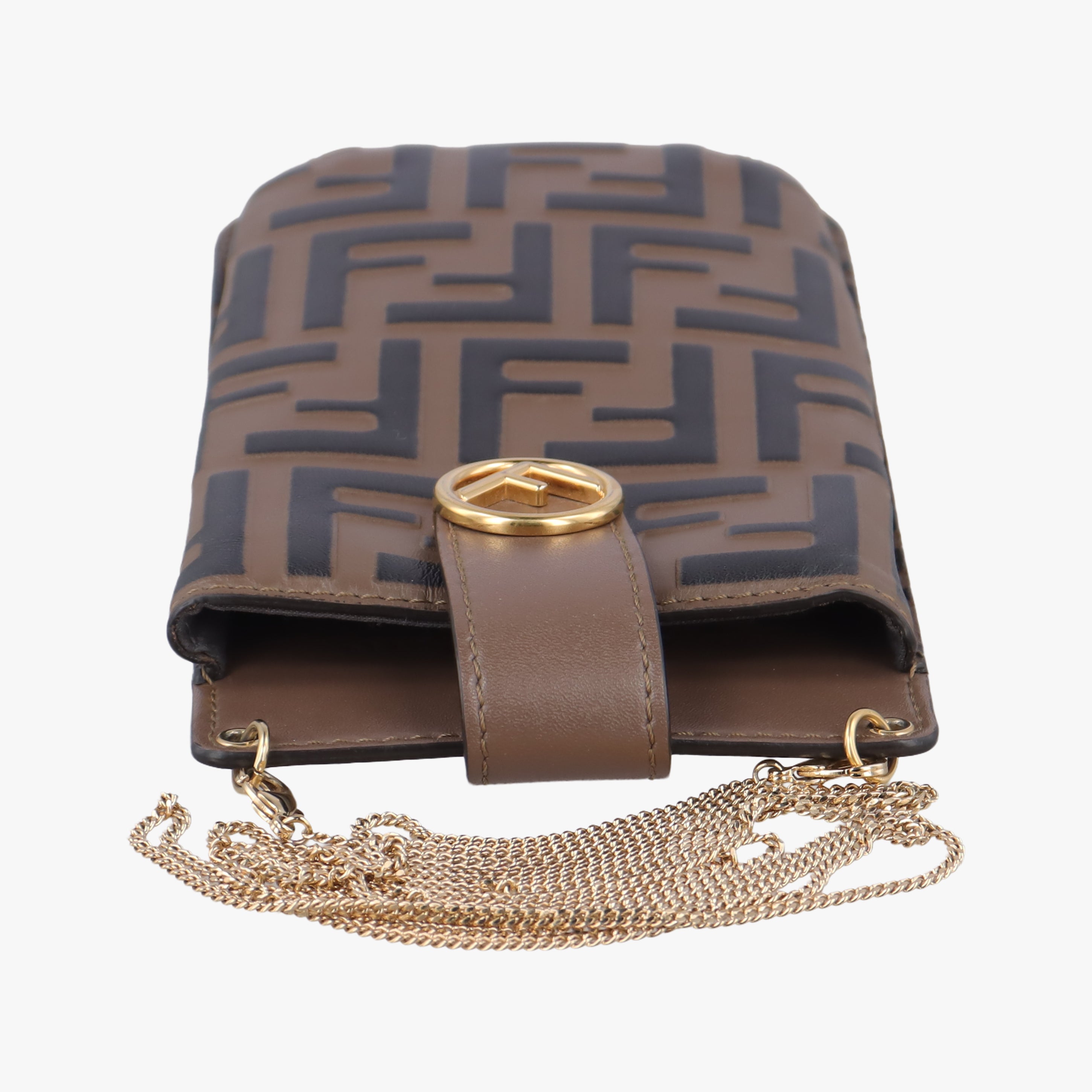 Pre-owned Fendi F is smartphone pouch Brown Leather 8M0443 shoulderbag | stylenewstar
