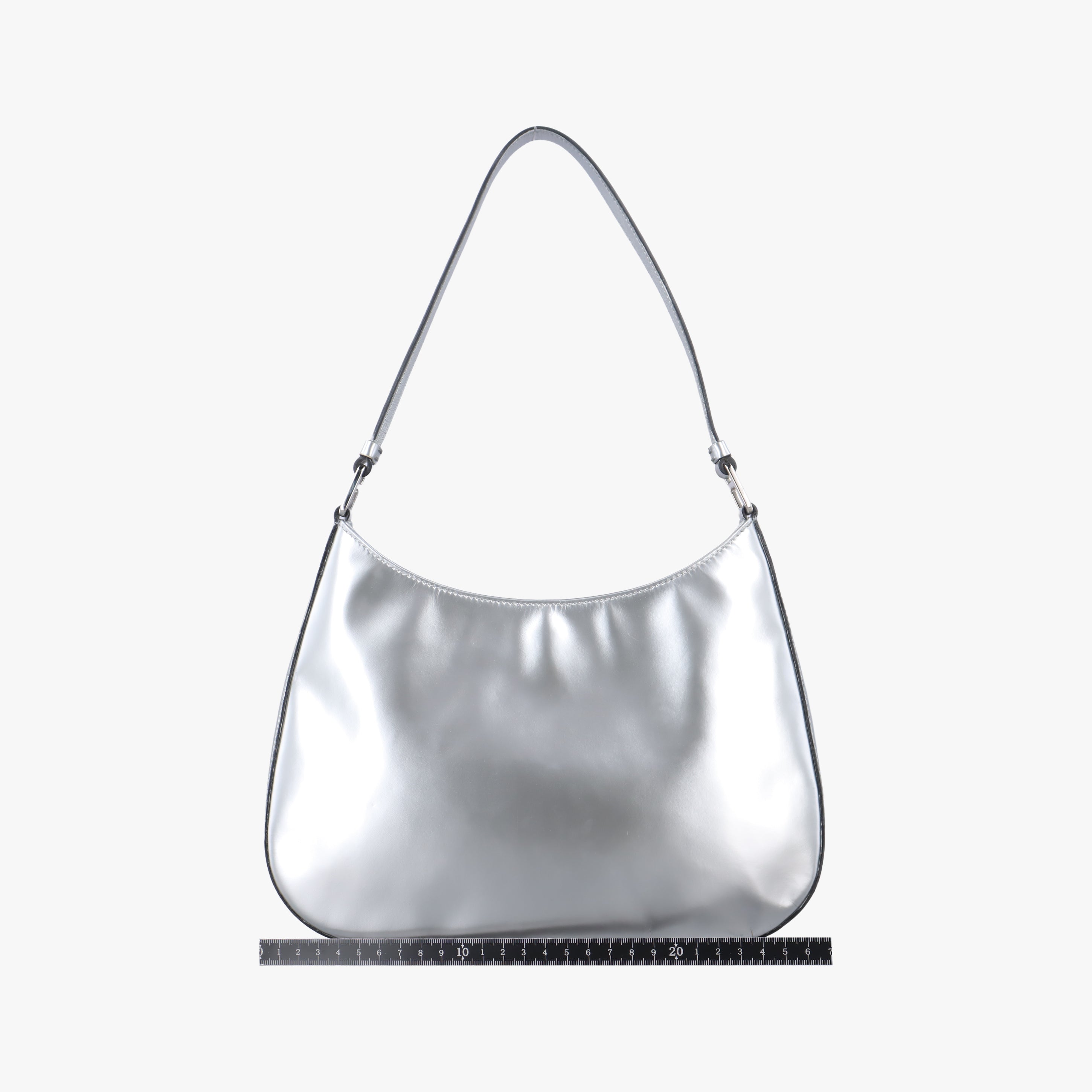 Pre-owned Prada Cleo Silver Enamel 1BC499 handbag | stylenewstar