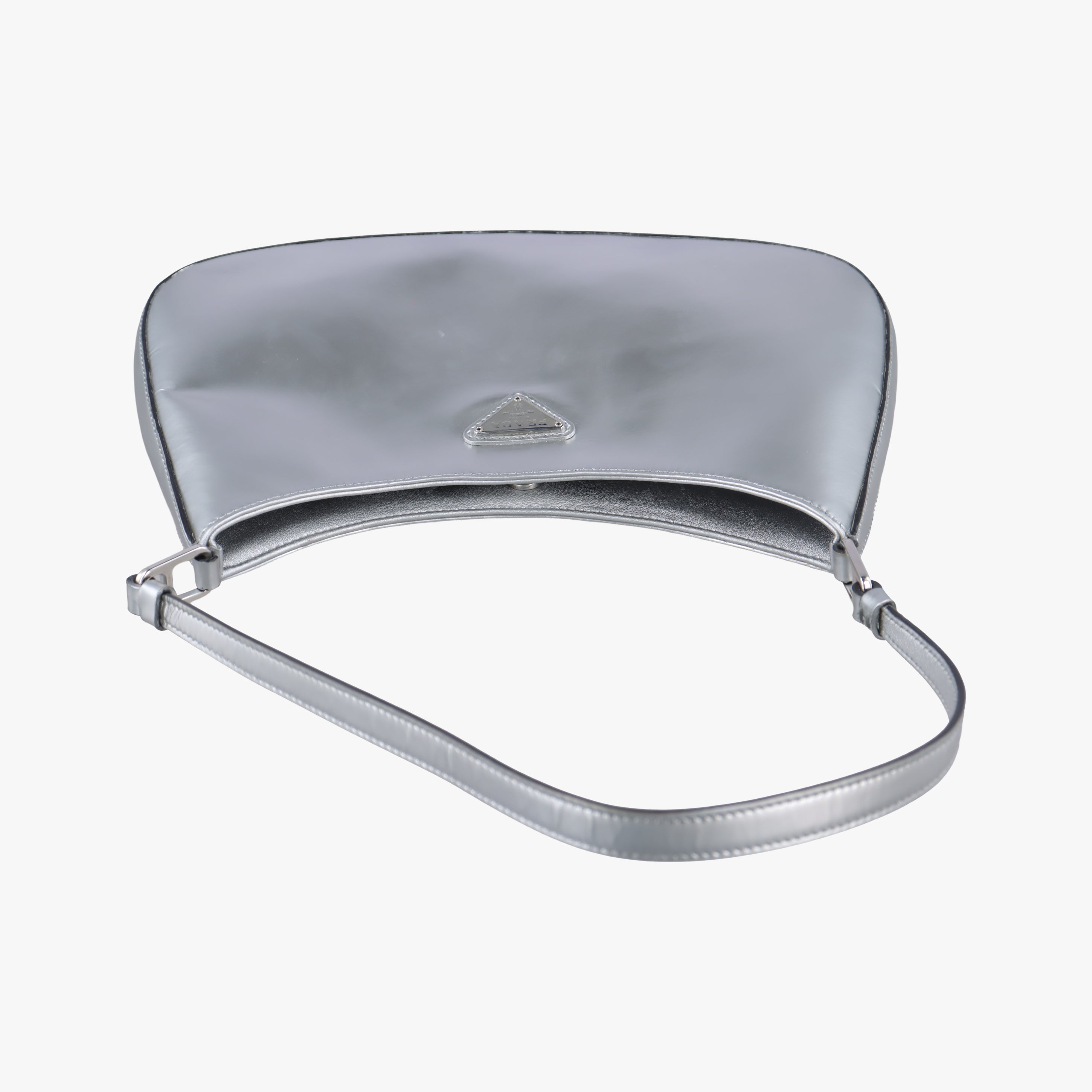 Pre-owned Prada Cleo Silver Enamel 1BC499 handbag | stylenewstar