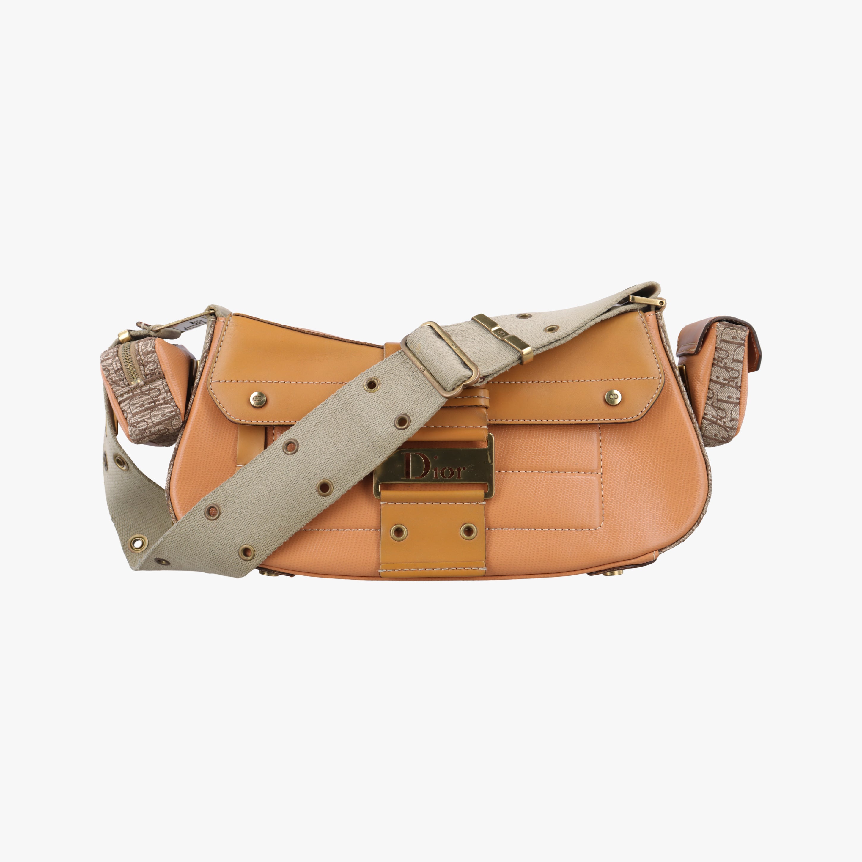 Pre-owned Christian Dior Street Chic Beige×brown×orange Leather  shoulderbag | stylenewstar