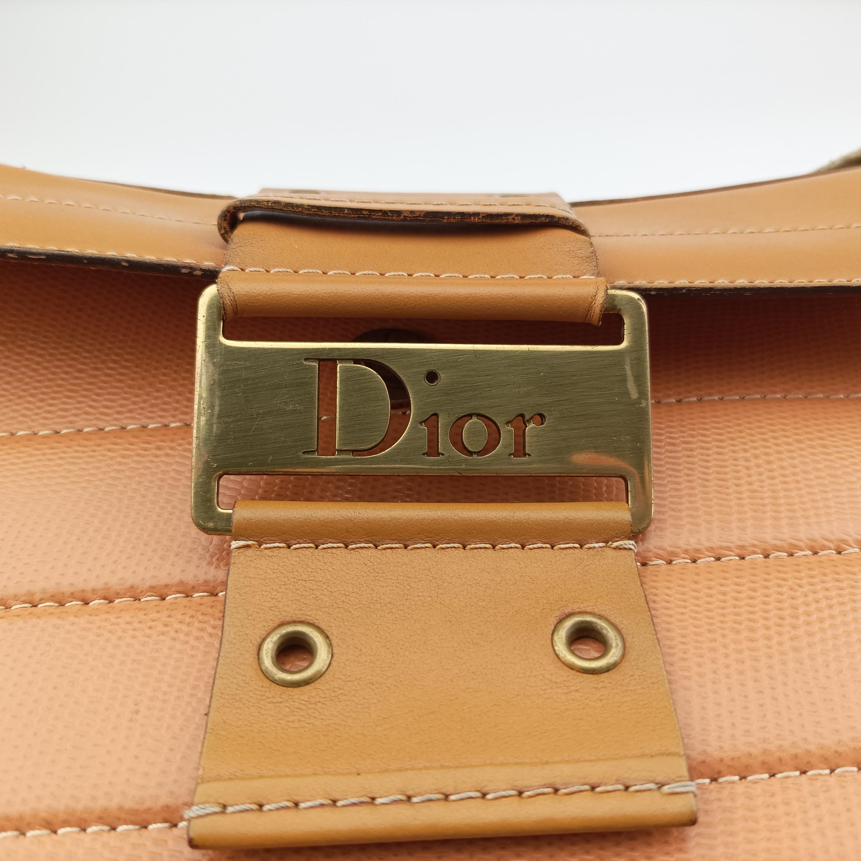 Pre-owned Christian Dior Street Chic Beige×brown×orange Leather  shoulderbag | stylenewstar