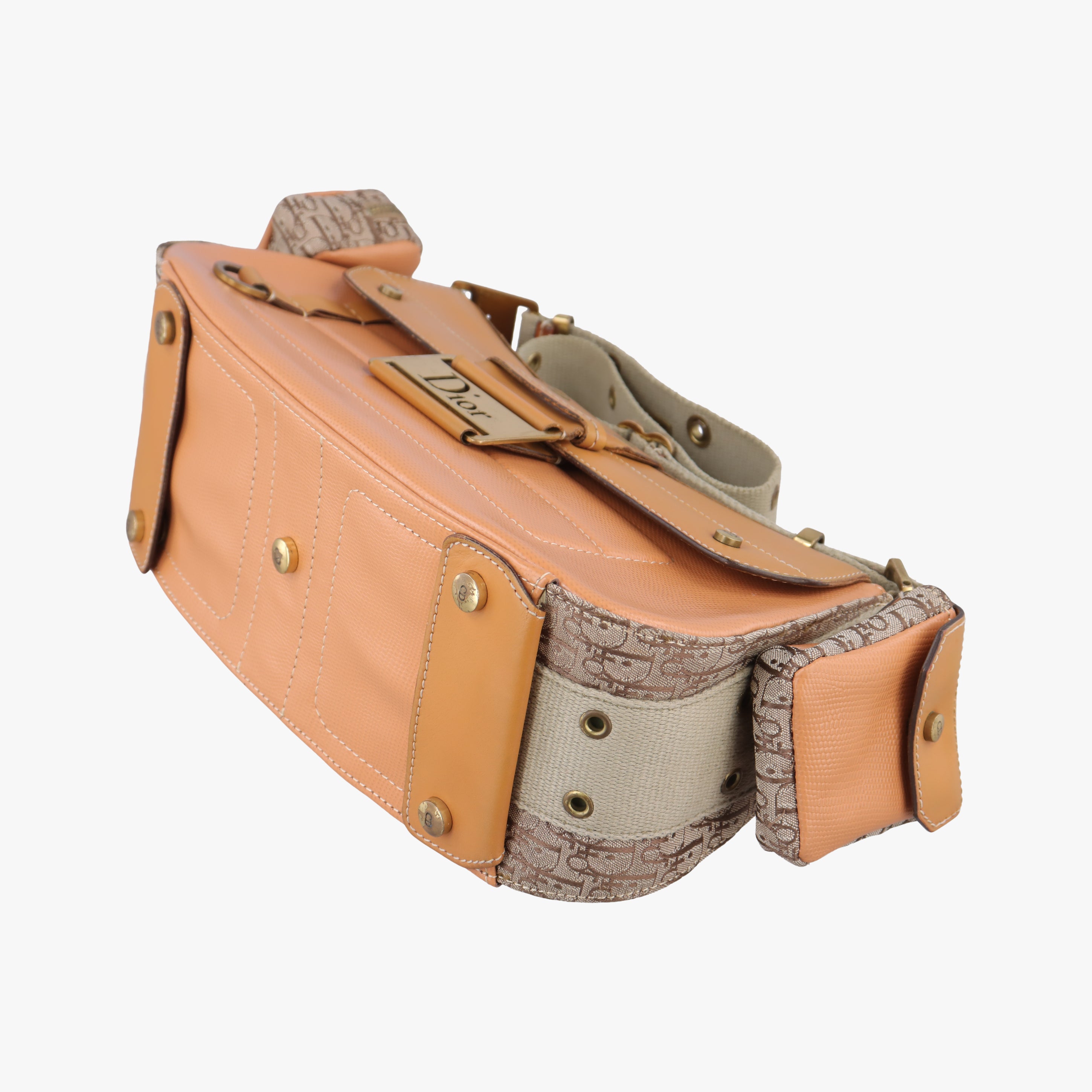 Pre-owned Christian Dior Street Chic Beige×brown×orange Leather  shoulderbag | stylenewstar