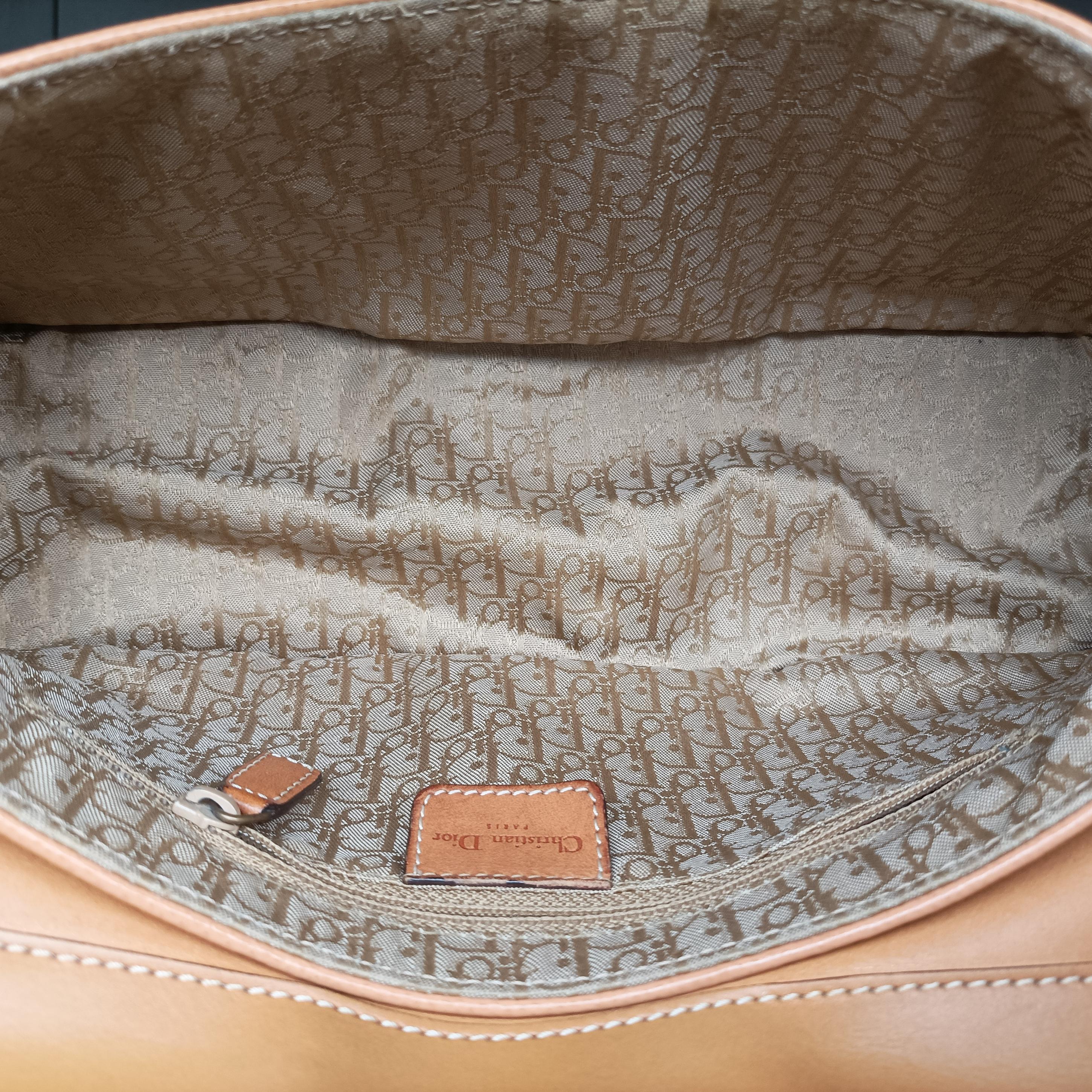 Pre-owned Christian Dior Street Chic Beige×brown×orange Leather  shoulderbag | stylenewstar