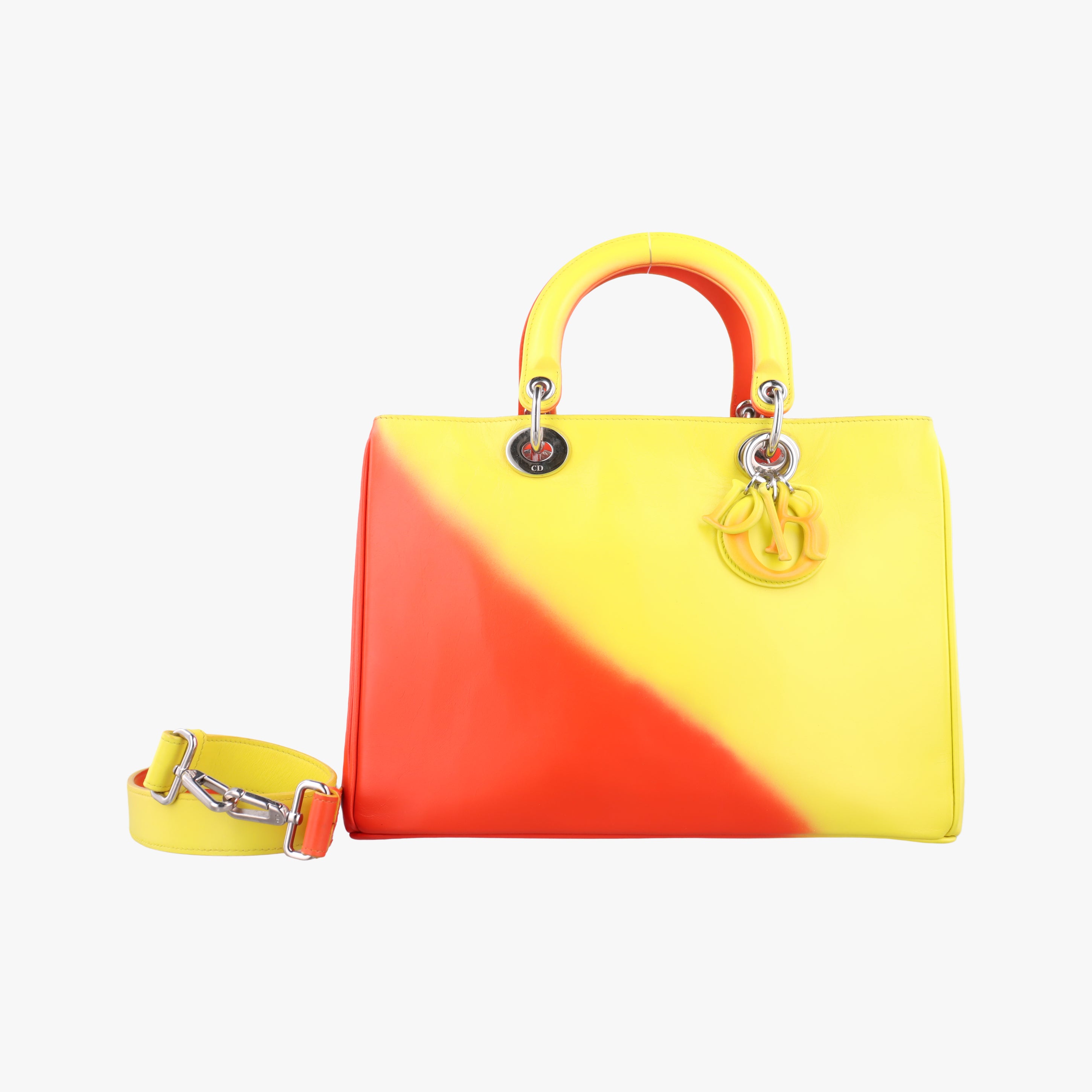 Secondhand Christian Dior Lady Dior Red x Yellow leather  shoulderbag | stylenewstar