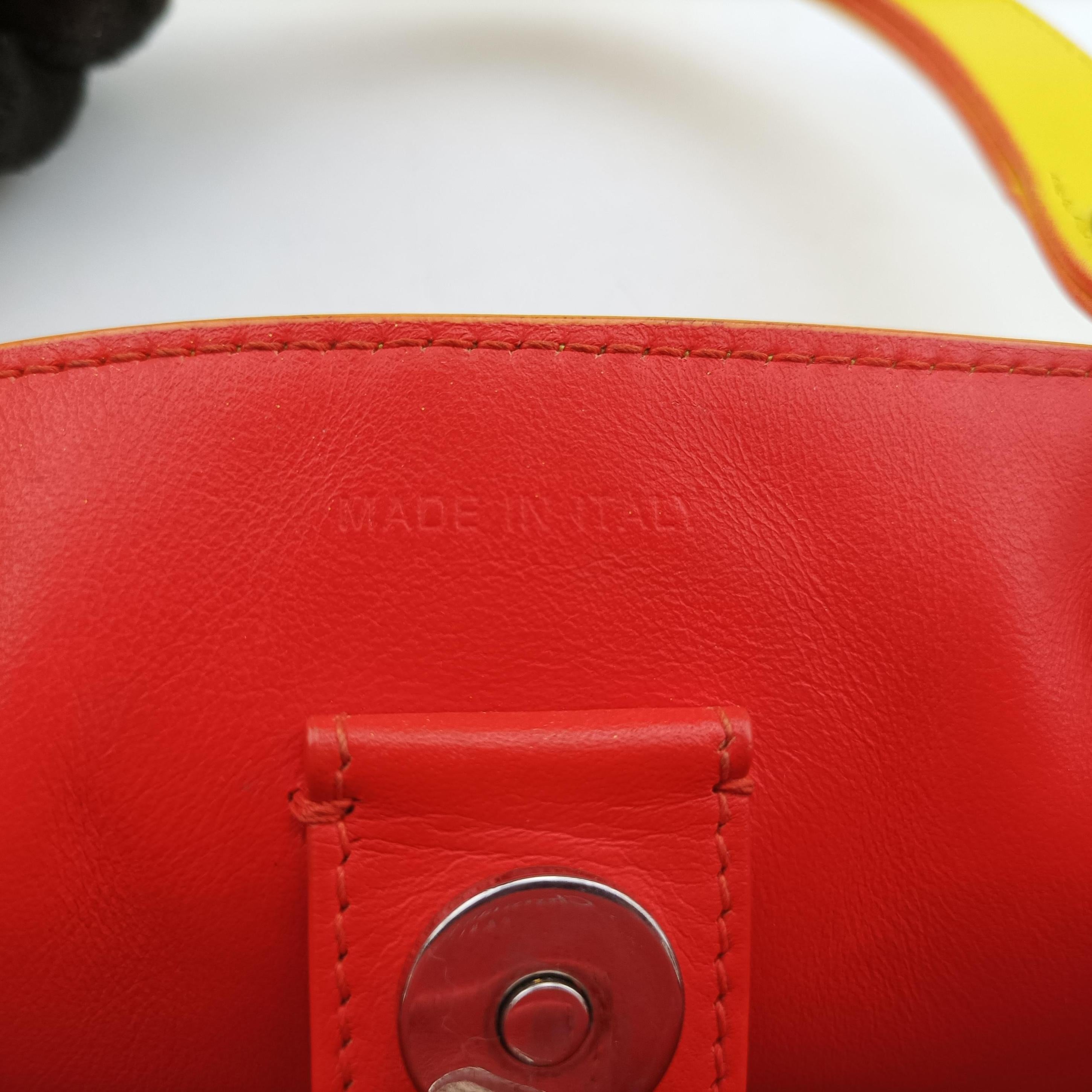 Secondhand Christian Dior Lady Dior Red x Yellow leather  shoulderbag | stylenewstar