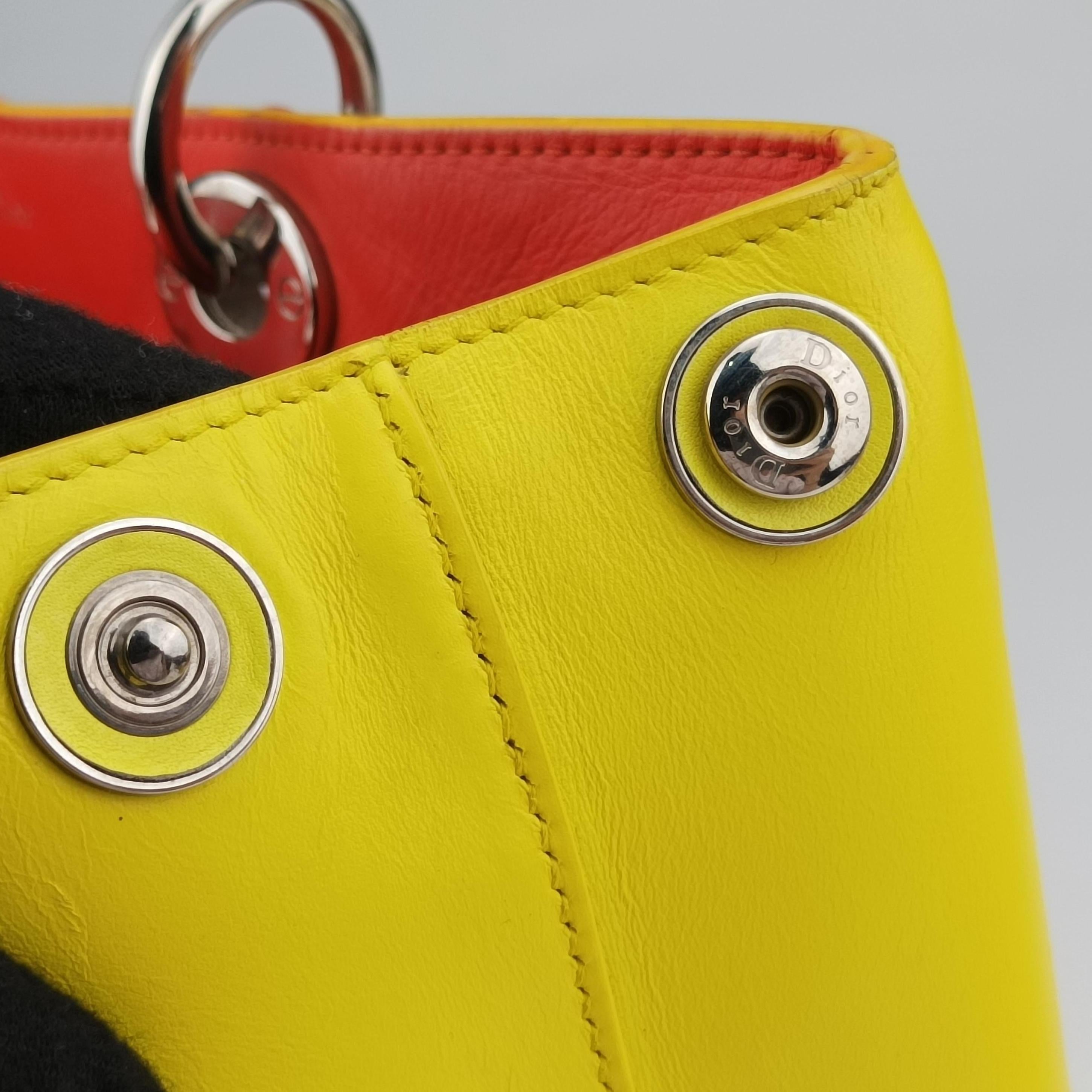 Secondhand Christian Dior Lady Dior Red x Yellow leather  shoulderbag | stylenewstar