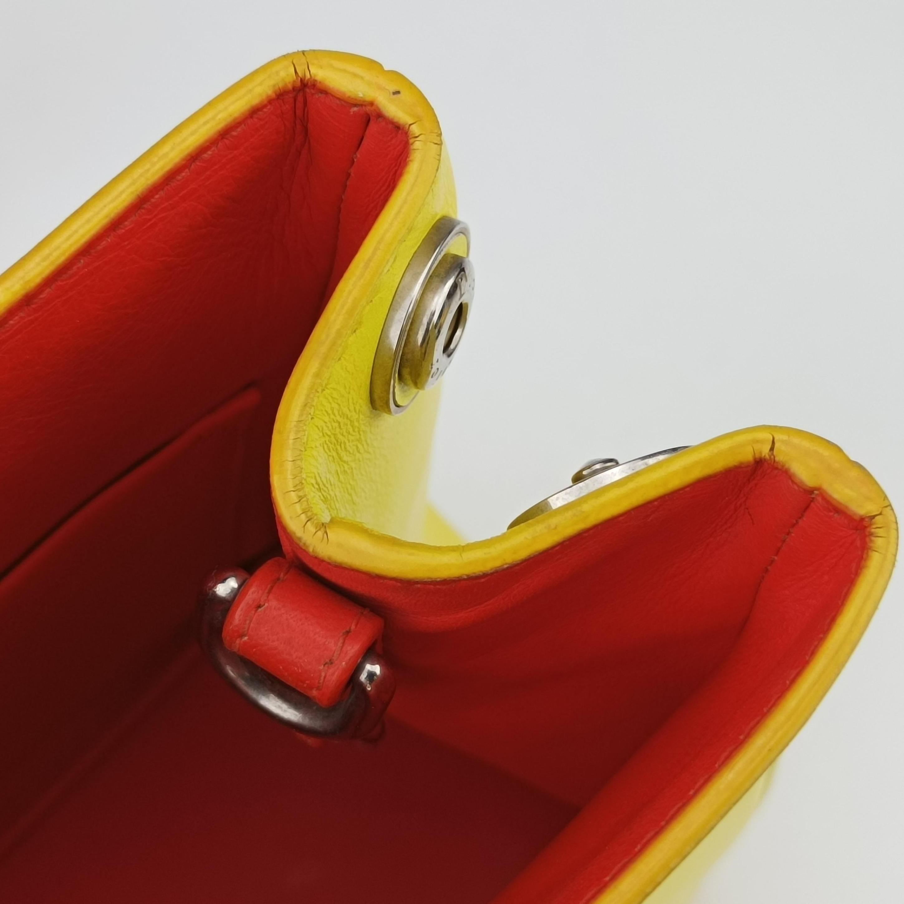 Secondhand Christian Dior Lady Dior Red x Yellow leather  shoulderbag | stylenewstar