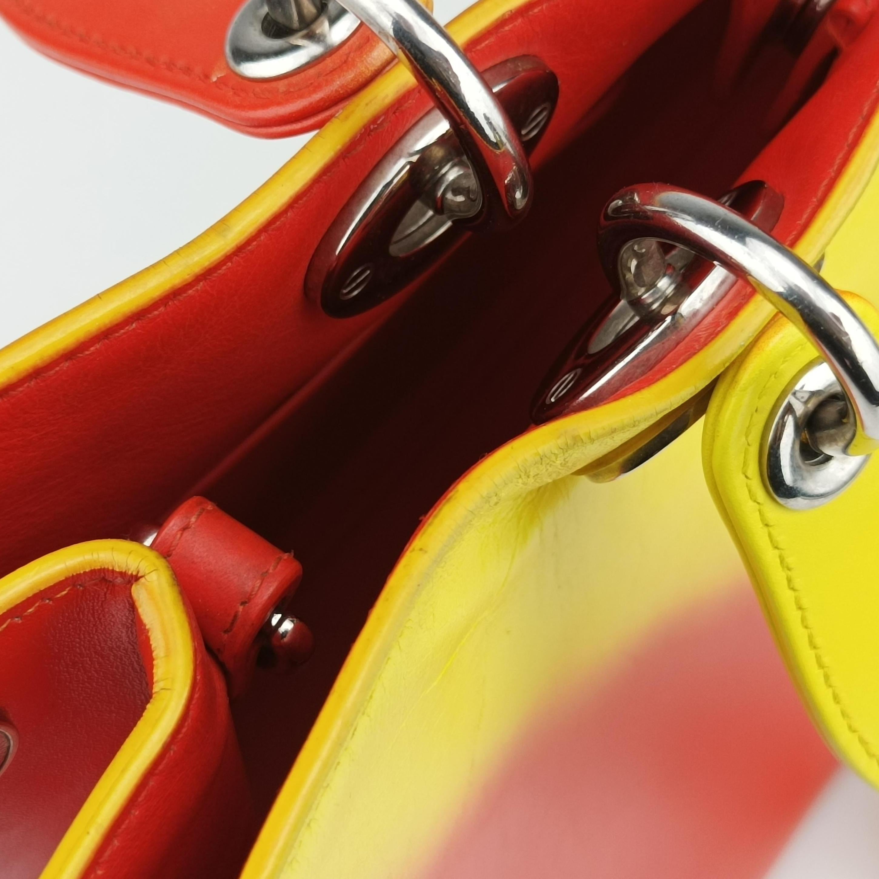 Secondhand Christian Dior Lady Dior Red x Yellow leather  shoulderbag | stylenewstar