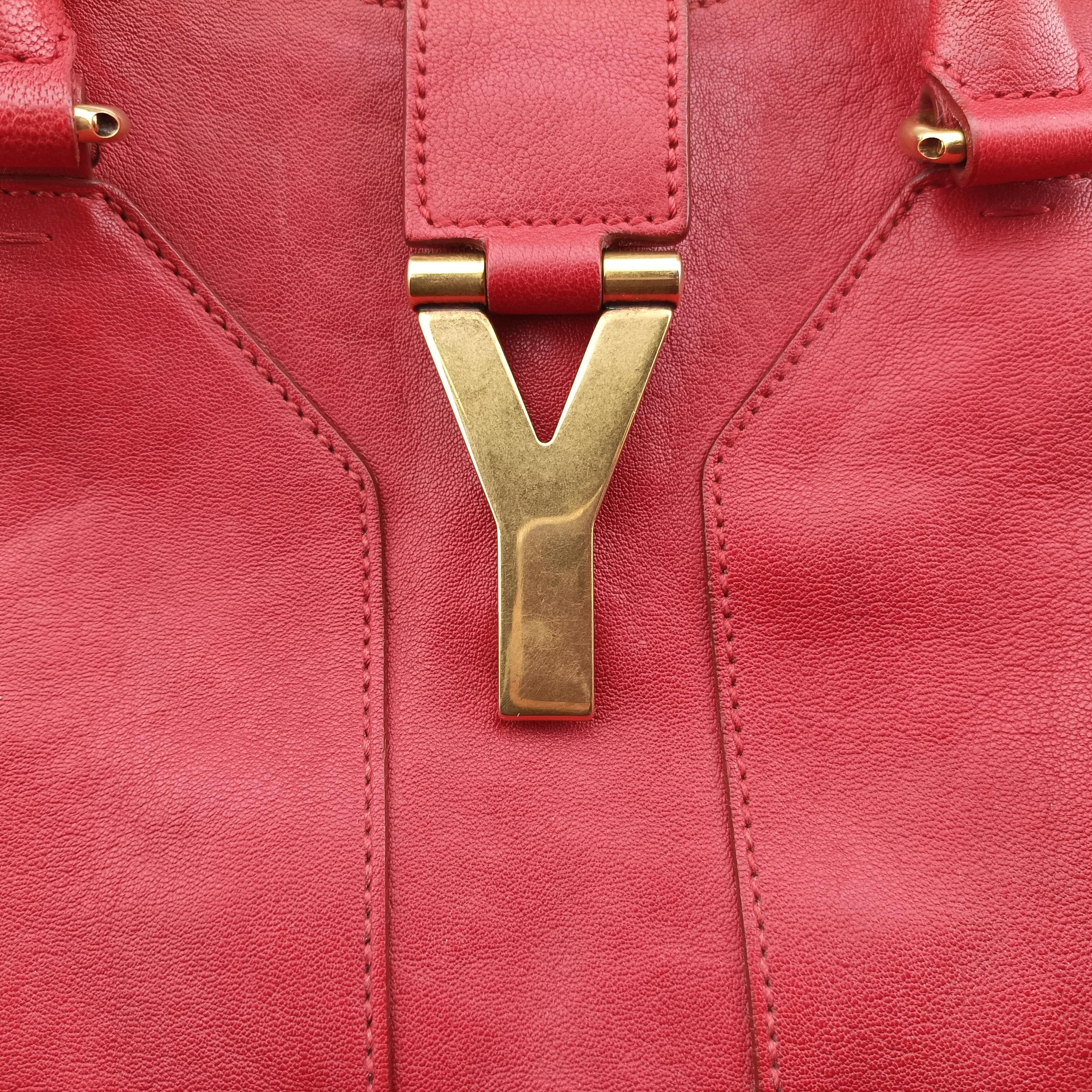 Secondhand Yves Saint Laurent Y LIGNE Petit Cabas Red Leather 275091 handbag | stylenewstar