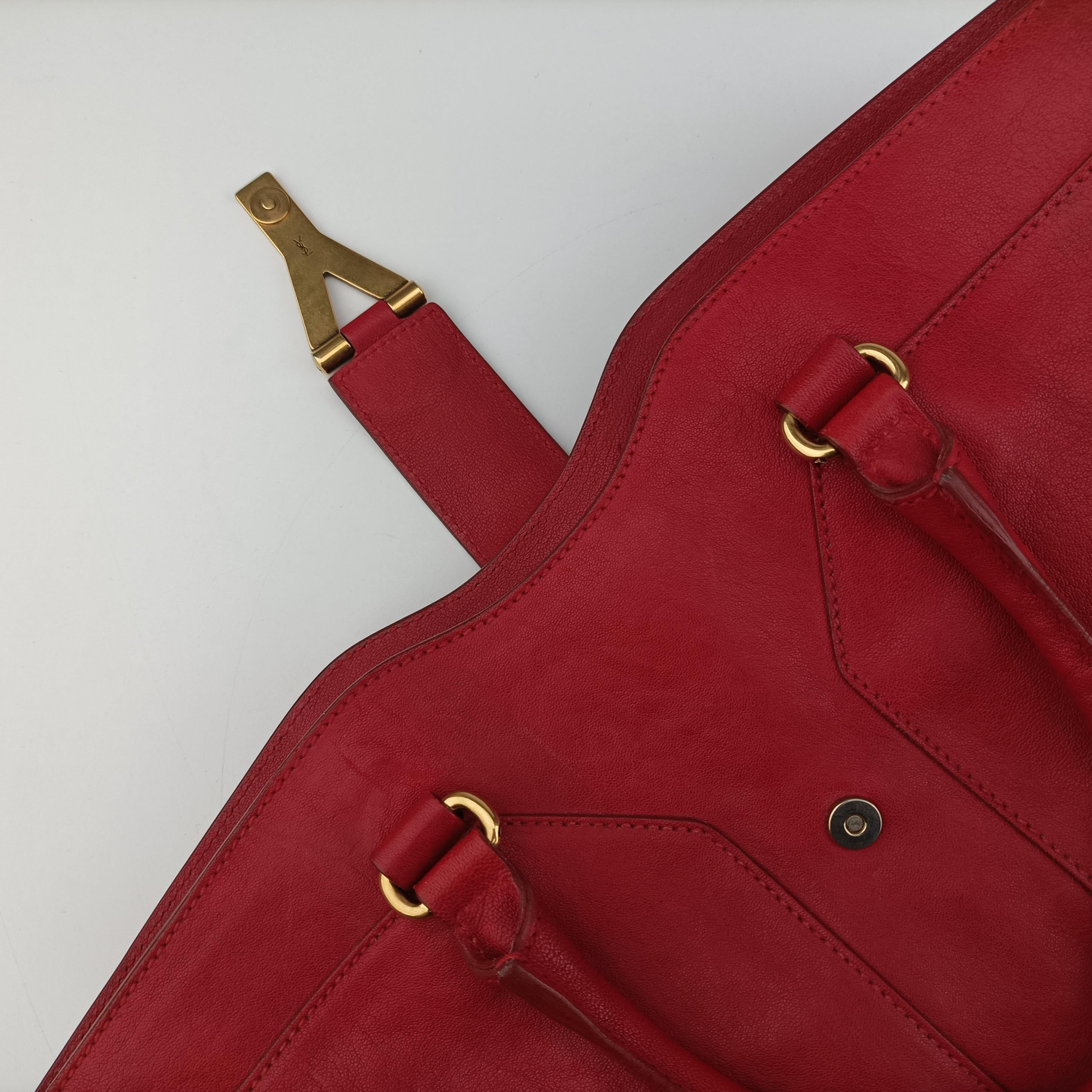 Secondhand Yves Saint Laurent Y LIGNE Petit Cabas Red Leather 275091 handbag | stylenewstar