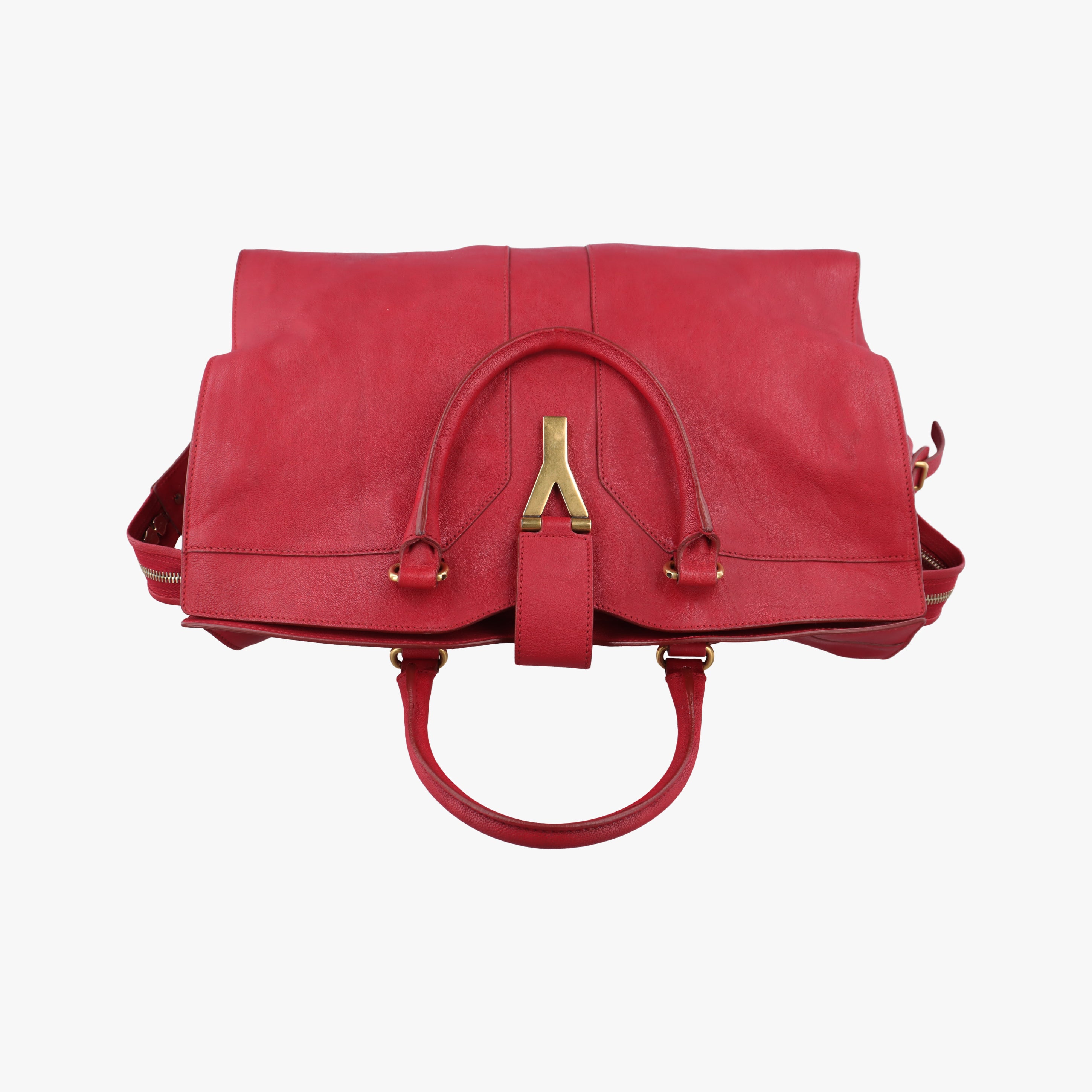 Secondhand Yves Saint Laurent Y LIGNE Petit Cabas Red Leather 275091 handbag | stylenewstar