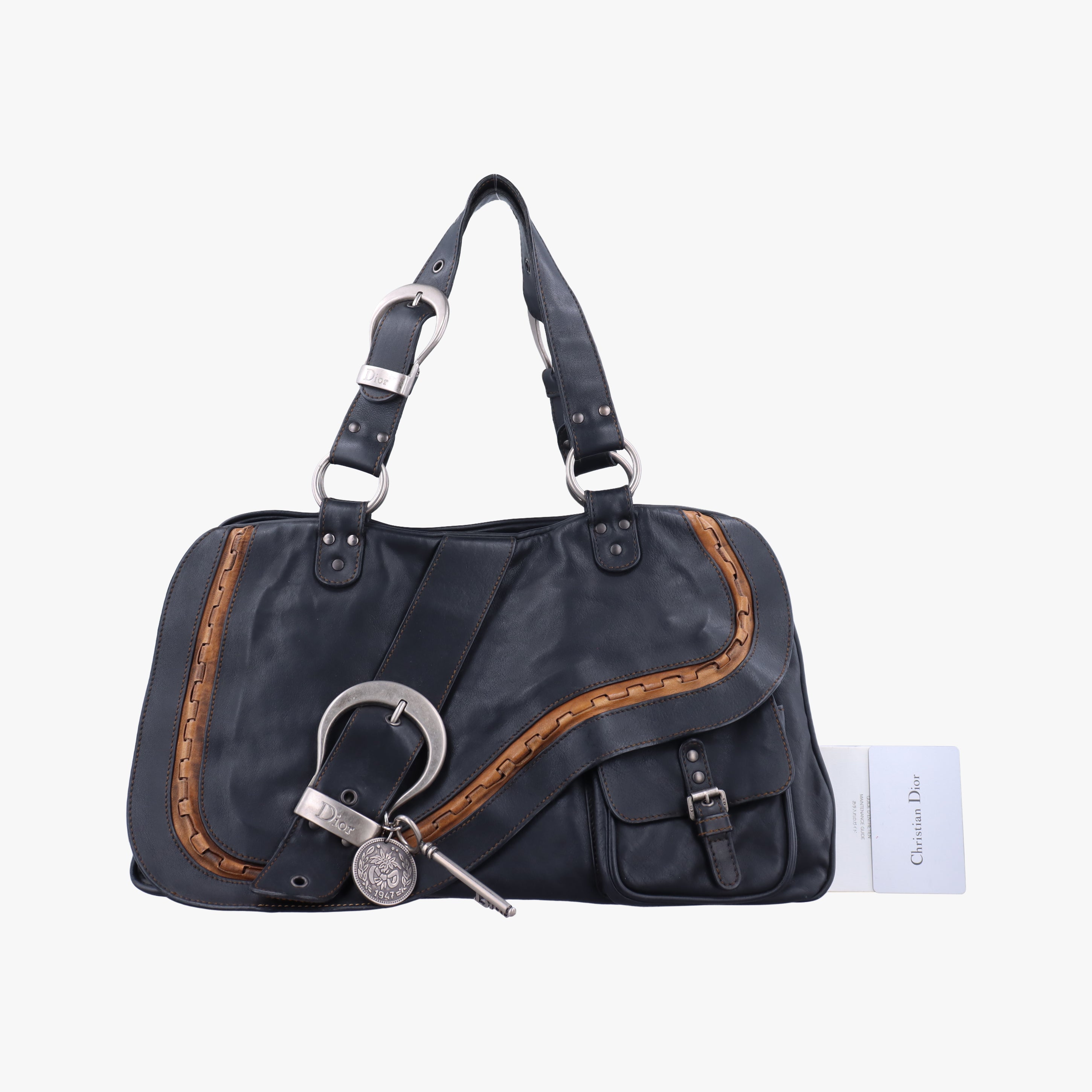 Pre-owned Christian Dior Gaucho Black × Brown Leather  handbag | stylenewstar
